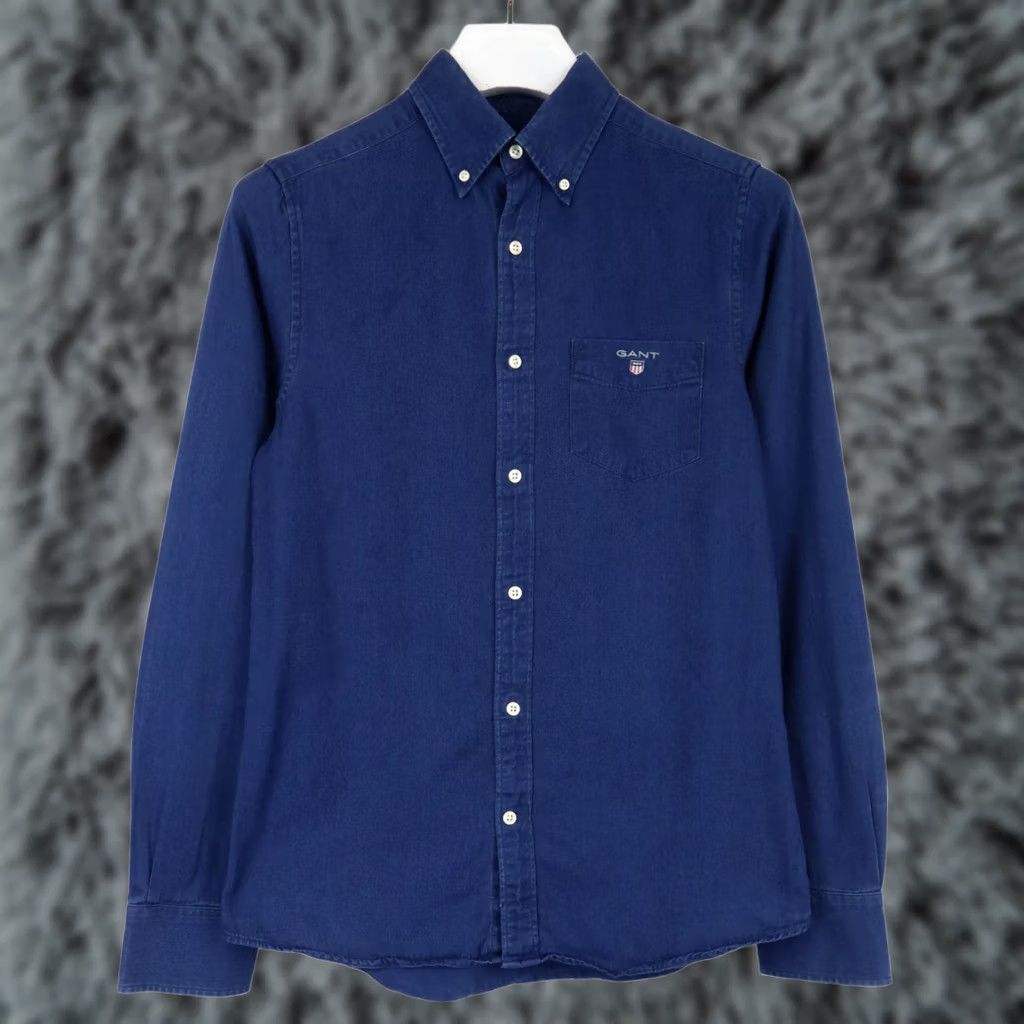 Gant GANT The Indigo Shirt Slim Shirt Men's SMALL Chest Pocket Denim Long Sleeves Size US S / EU 44-46 / 1 - 1 Thumbnail