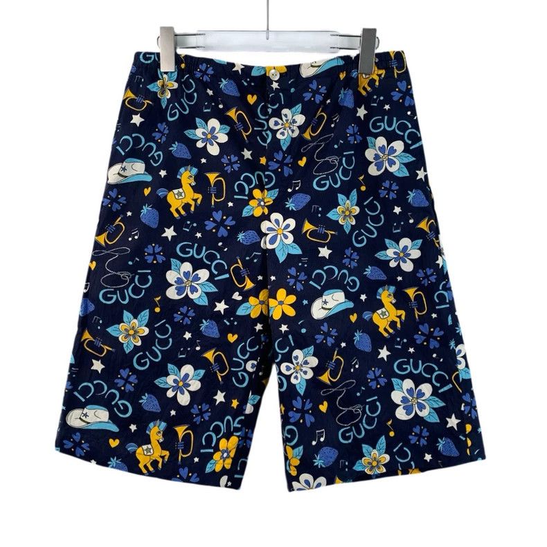 Gucci Gucci Color-blocked floral letters full-print cotton casual Size US 30 / EU 46 - 1 Thumbnail