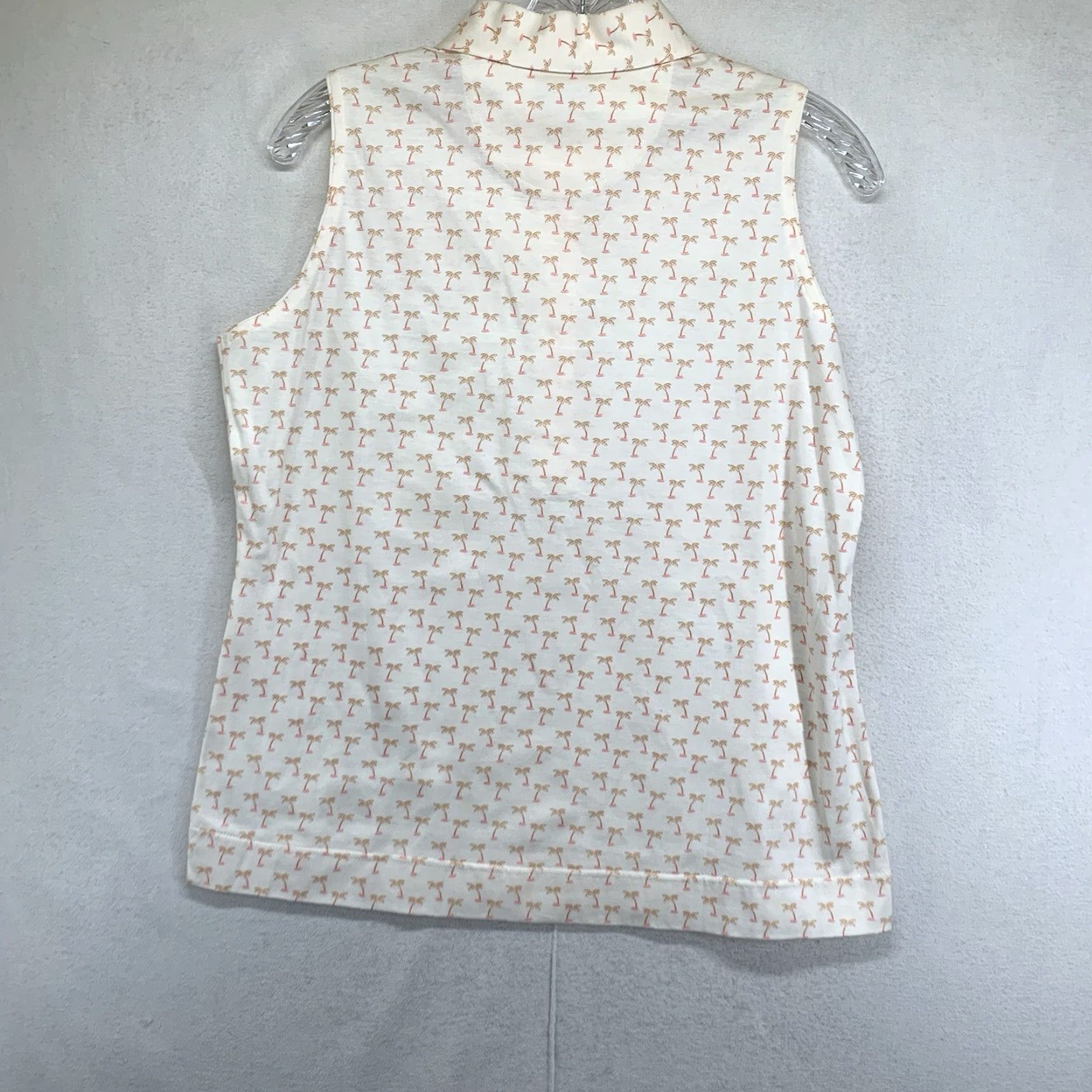 Vintage Sport Haley Women's Collared Tank Top AOP Ivory Pink Palm Trees Cute Medium Top Womens Size M / US 6-8 / IT 42-44 - 2 Thumbnail