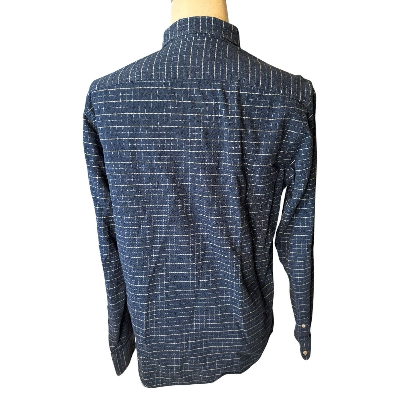 UNTUCKit Untuckit Flannel Shirt Men's Large TALL SLIM Navy Blue White Size US L / EU 52-54 / 3 - 5 Thumbnail