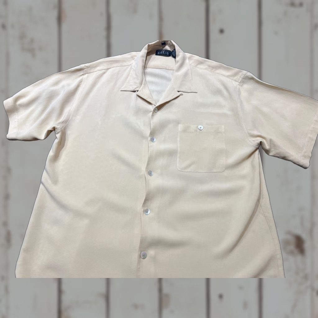 Vintage Gillio Button-Up Shirt Men's XL Short Sleeve Beige Silk Classic Modern Size US XL / EU 56 / 4 - 1 Thumbnail