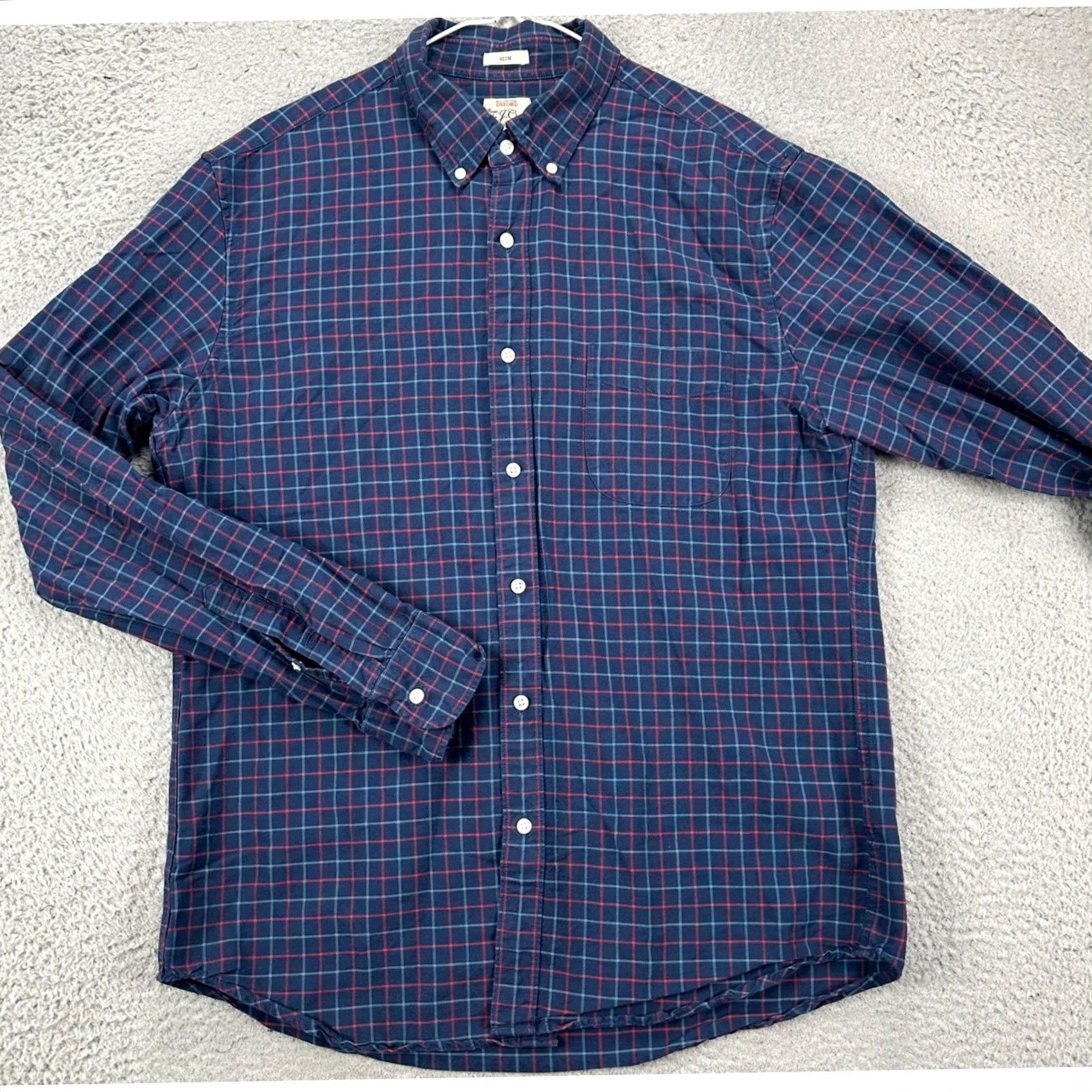 J.Crew J.Crew Mens Large Shirt Button Down Blue Red Plaid Slim Fit Pocket Button-Down Long Sleeve Casual Workwear Men Size US L / EU 52-54 / 3 - 2 Thumbnail
