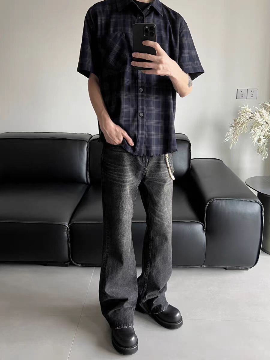 vintage washed denim baggy、黒T まとめ買い Japanese Brand × Jean Vintage wash textured design baggy