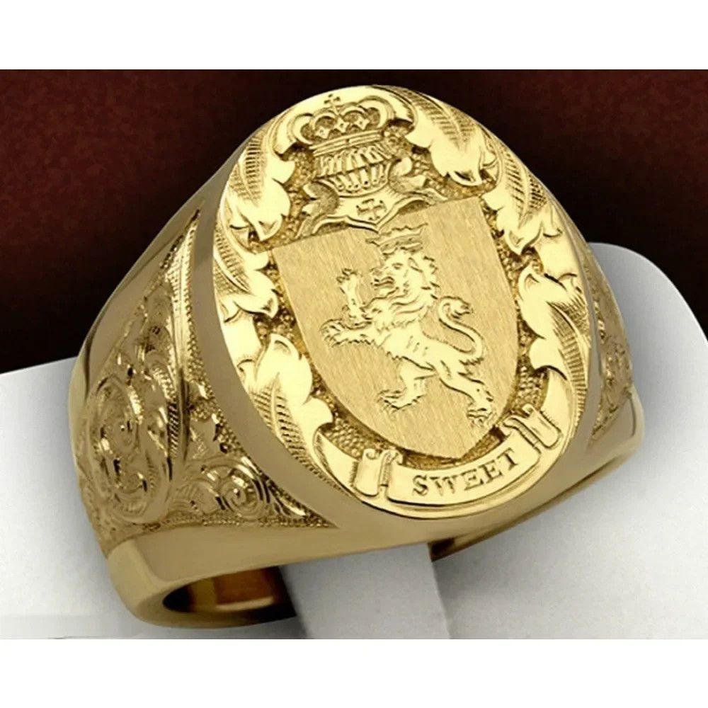 Vintage SIZE 10 Crown Lion Royal Seal Domineering Ring Size ONE SIZE - 1 Thumbnail