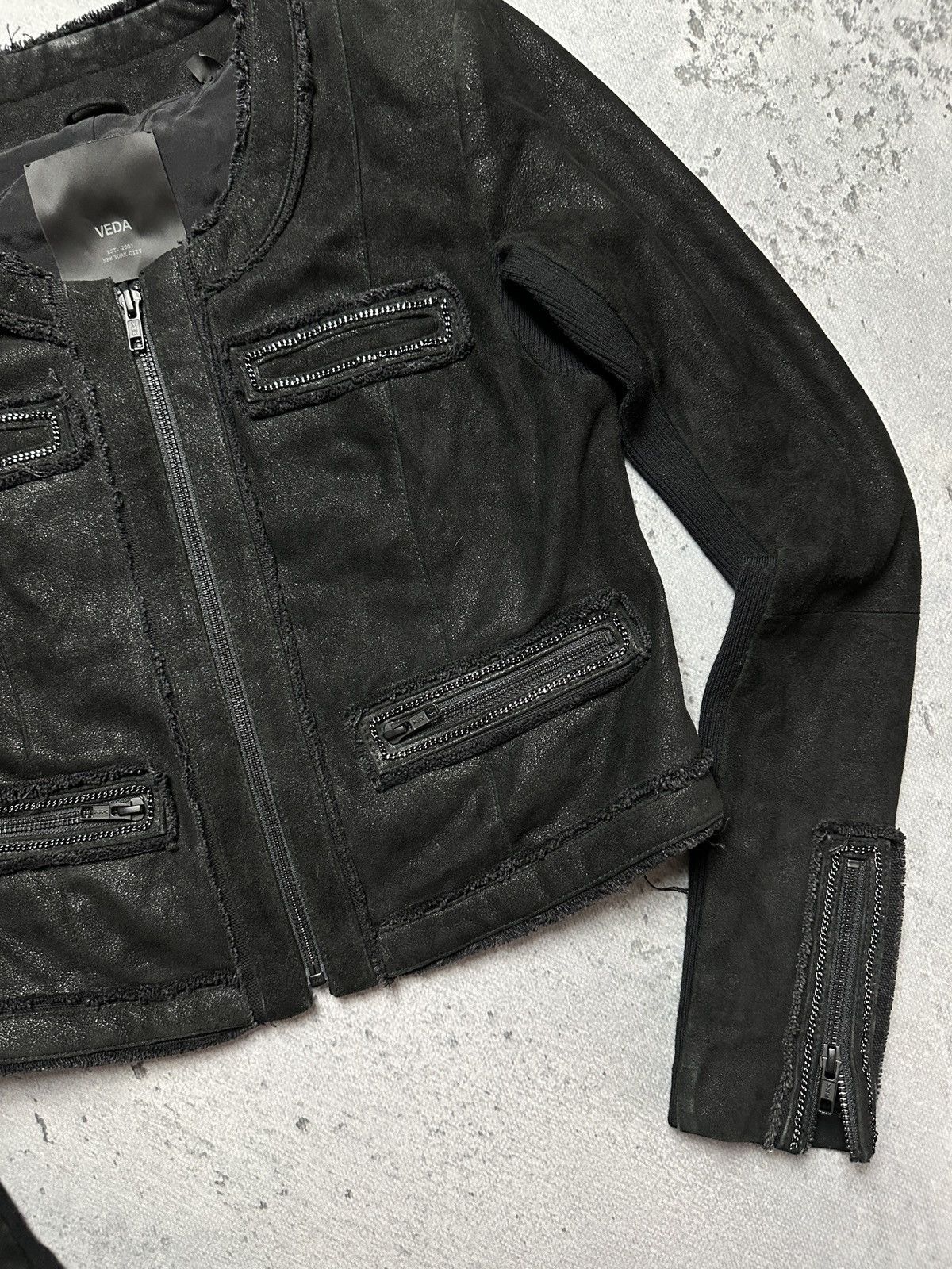 VEDA Veda Leather Biker Short Jacket Hype Avantgarde Lux Item y2k Size S / US 4 / IT 40 - 7 Thumbnail