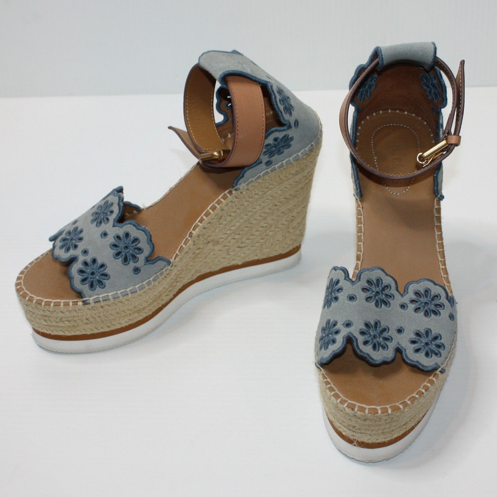 See by Chloe Embroidered Suede & Leather Espadrille Wedge Sandals US 10 Size US 10 / IT 40 - 2 Thumbnail