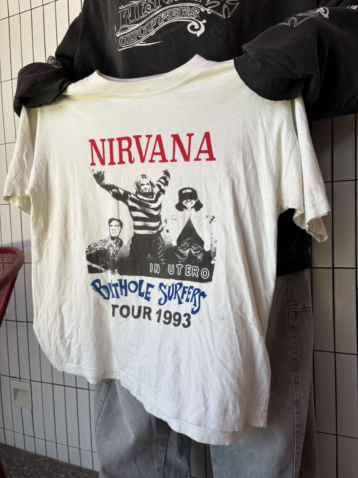 Band Tees Rare Bootlegs Nirvana in utero Butthole Surfers tour 1993 Size US L / EU 52-54 / 3 - 6 Thumbnail