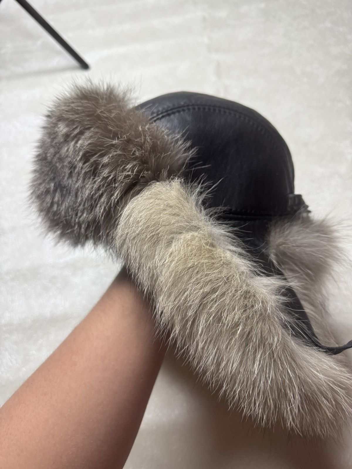 Japanese Brand ushanka hat with genuine leather and fur Size ONE SIZE - 1 Thumbnail