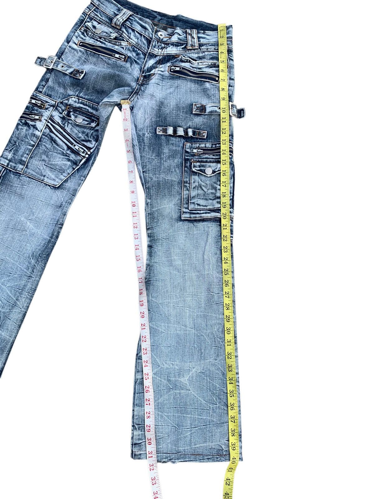 semanticdesign FLARE SEMANTIC DESIGN CARGO PUNK BONDAGE DISTRESSED DENIM Size US 29 - 17 Thumbnail