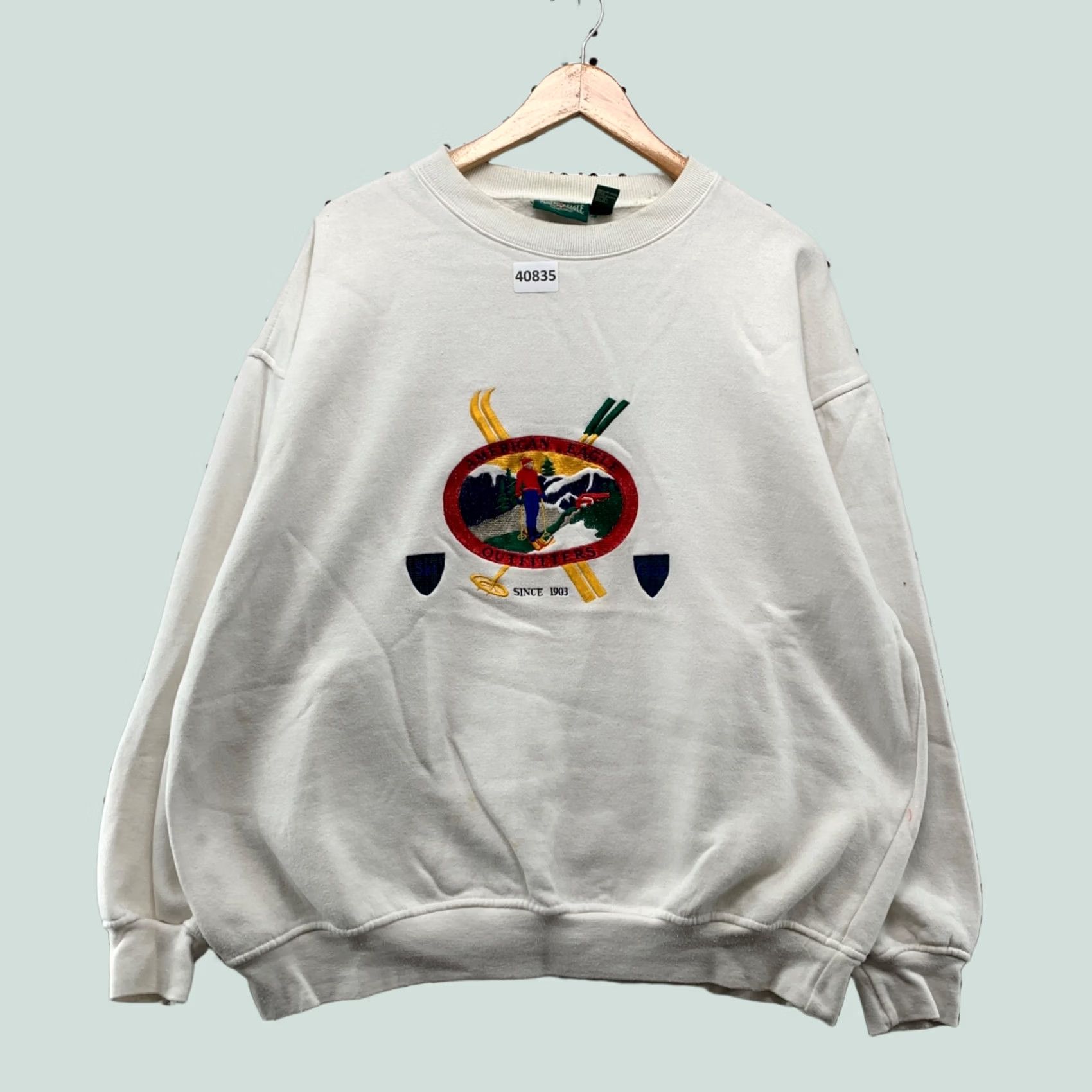 American Eagle Outfitters VINTAGE American Eagle Golf Sweatshirt Men XL White Embroidered 90s Size US XL / EU 56 / 4 - 1 Thumbnail