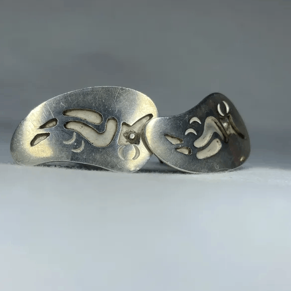 Other Sterling Cufflinks | Abstract Parrots | TAXCO | Cockatiel Size ONE SIZE - 1 Preview