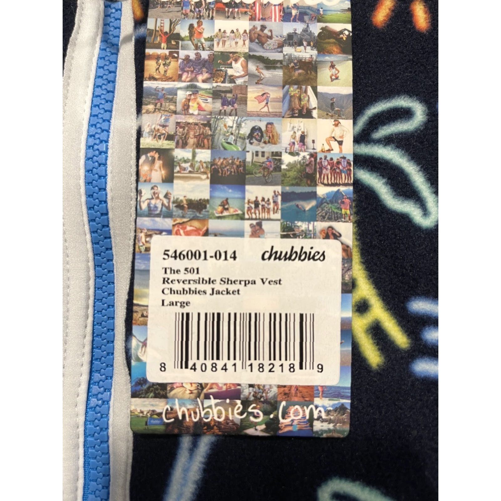 Chubbies Chubbies Vest Mens Large Reversible Quilted Beach Blue 501 Chubbies Vest Jacket Mens Size Large Blue Reversible Beach Theme Size US L / EU 52-54 / 3 - 3 Thumbnail