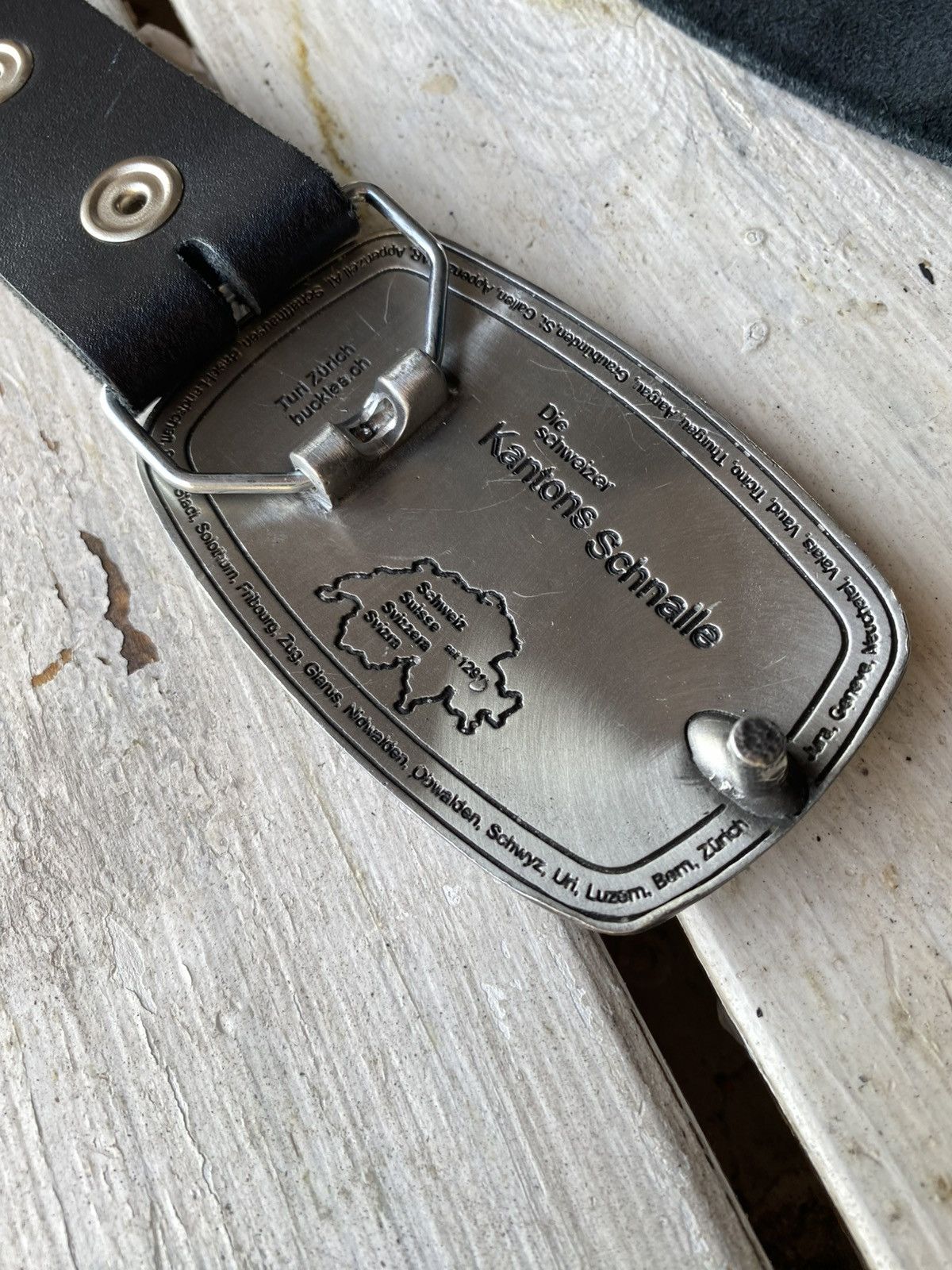 Vintage Vintage 90’s Switzerland Buckle Graubünden Leather YK2 Belt Size ONE SIZE - 8 Thumbnail