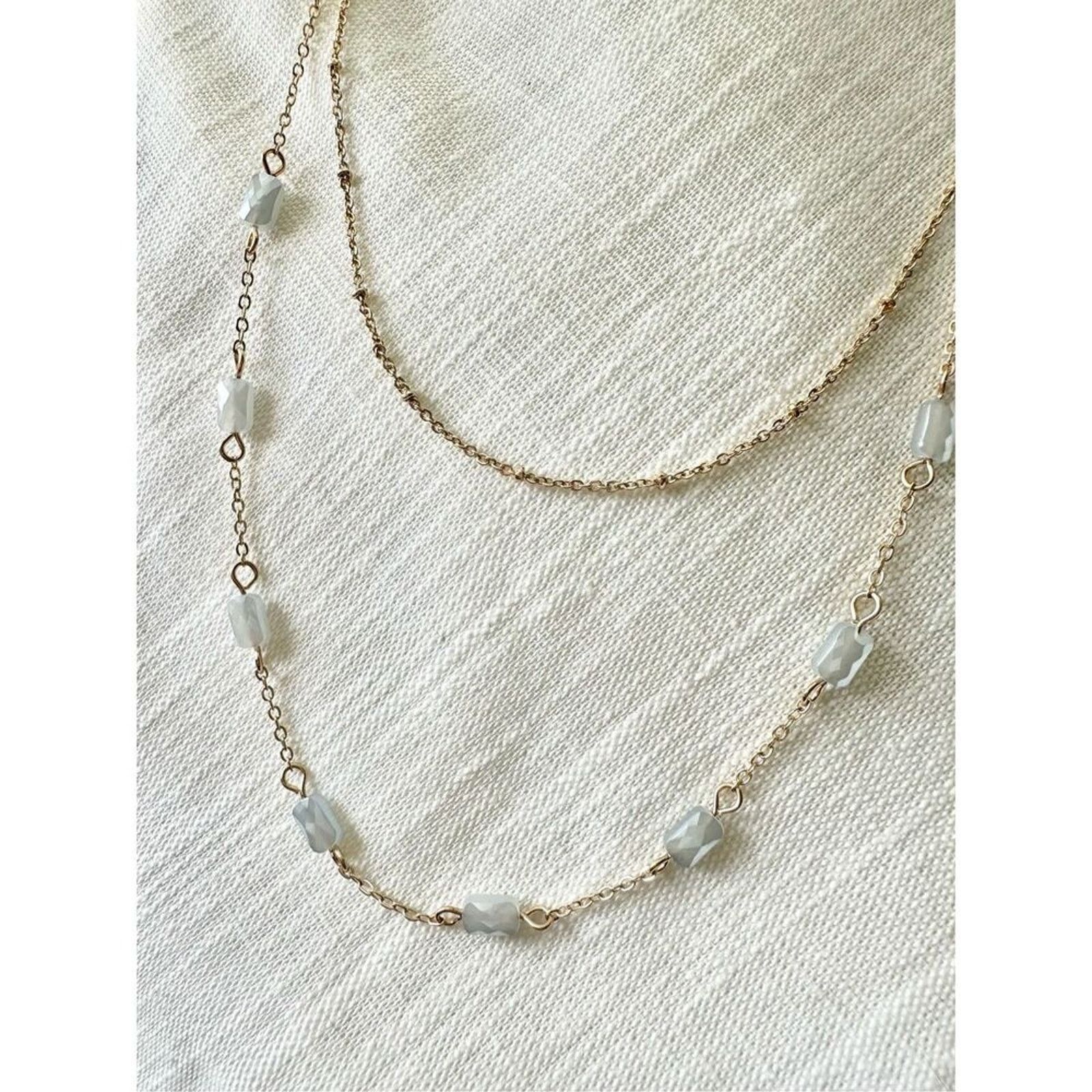 Nordstrom Boho Gold Double Chain Necklace with Grey Beads Size ONE SIZE - 1 Thumbnail