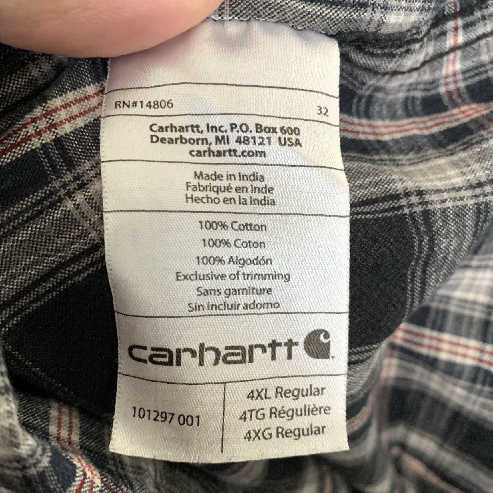 Carhartt VINTAGE Carhartt Plaid Shirt Mens 4XL Long Sleeve Work Utility Pockets Woven Size US XXL / EU 58 / 5 - 6 Thumbnail