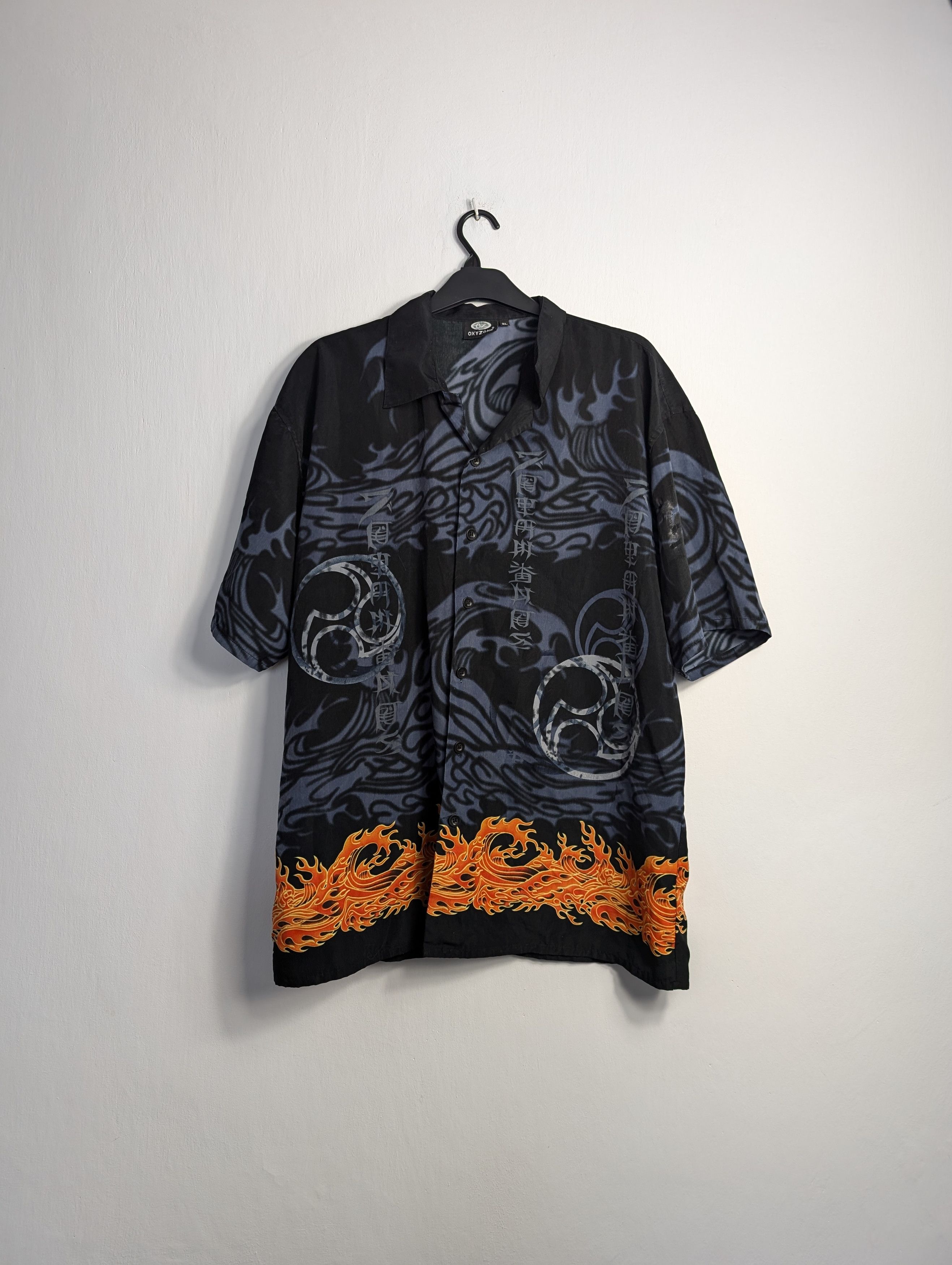 Vintage Y2K Dragon Print Flames Button Up Shirt Streetwear Size US XL / EU 56 / 4 - 1 Thumbnail