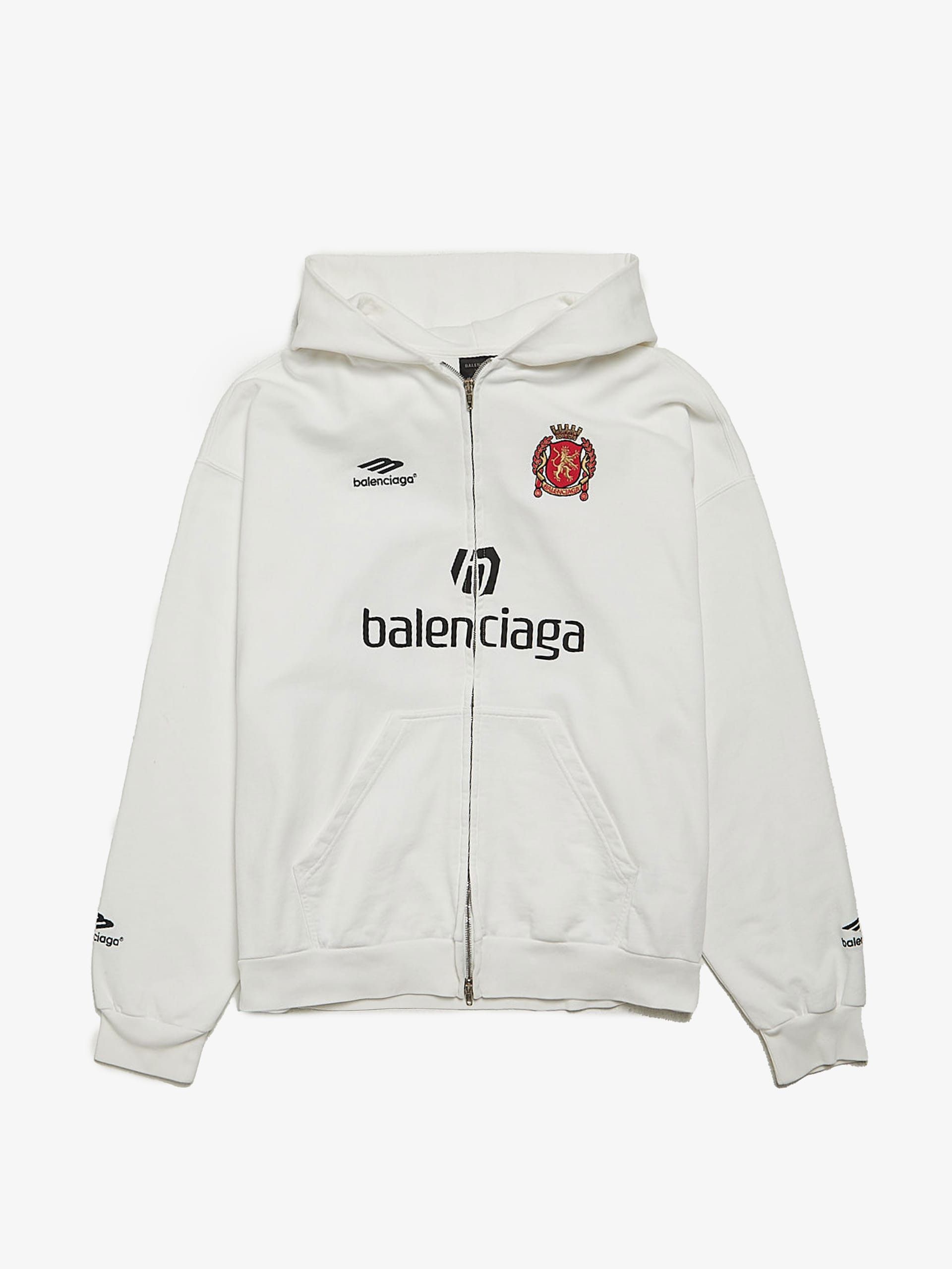 Balenciaga White Soccer Paris Exclusive Zipped Cotton Hoodie | Grailed