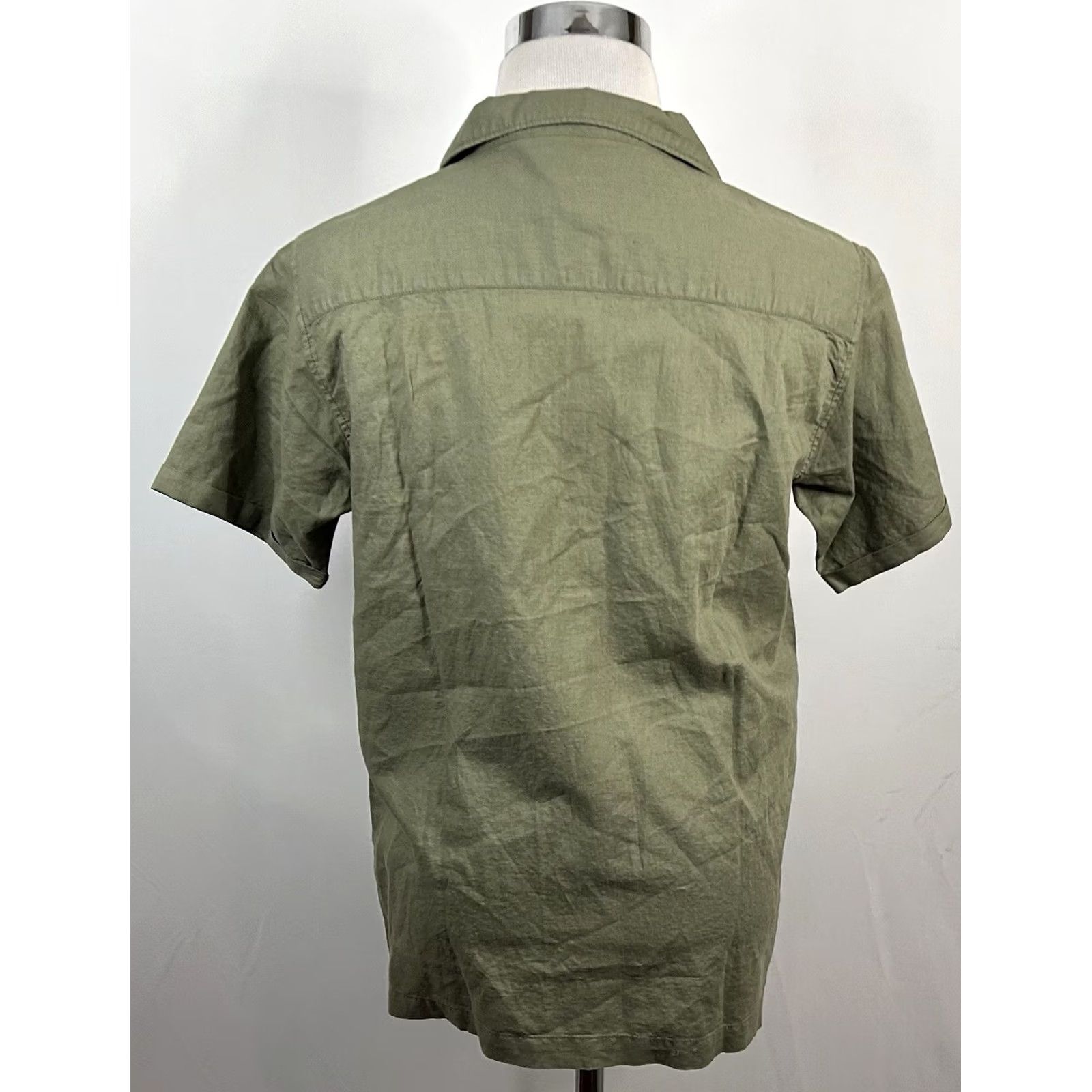 Superdry SuperDry Vintage Resort Shirt Linen Blend Olive Green Short Sleeve Medium Men Size US M / EU 48-50 / 2 - 4 Thumbnail