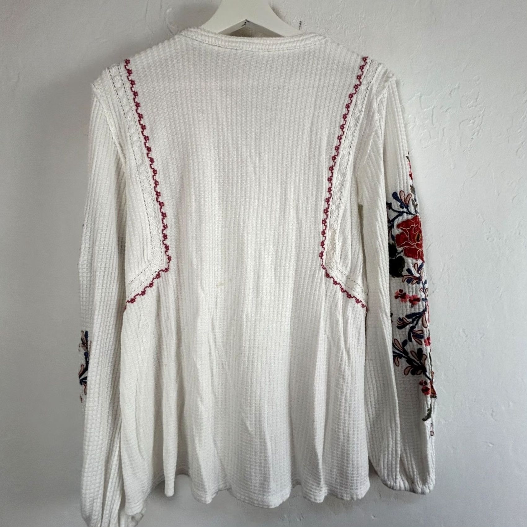 Vintage Sundance Womens White Embroidered Peasant Blouse Top Medium Boho Size M / US 6-8 / IT 42-44 - 2 Thumbnail