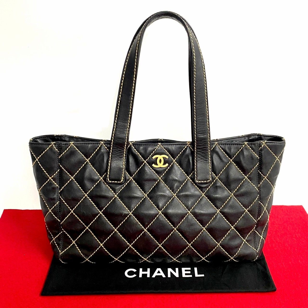image of Chanel Cc Wild Stitch Tote Bag in Black, Women's