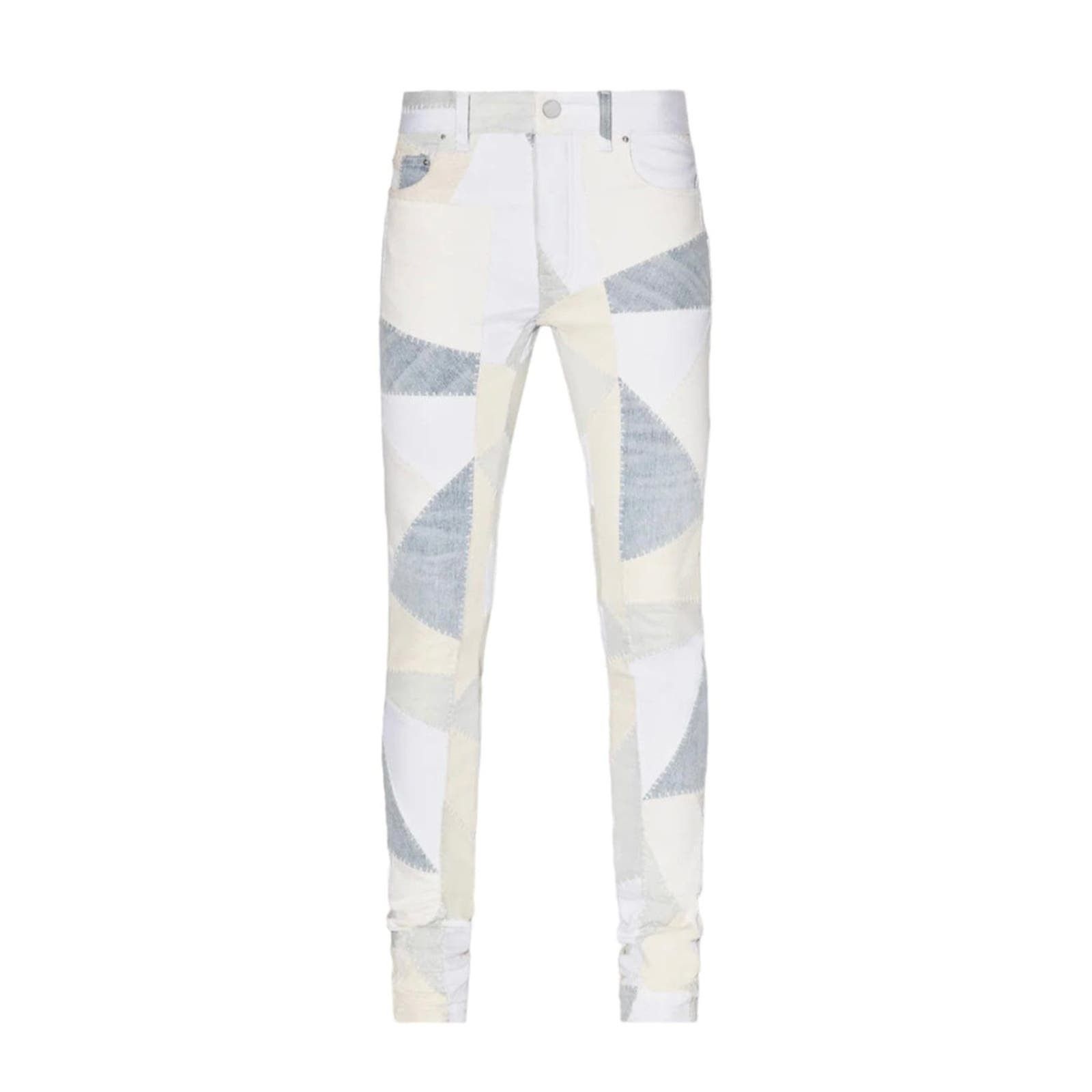 image of Amiri Skinny Denim Patchwork Jeans Alabaster, Men's (Size 33)