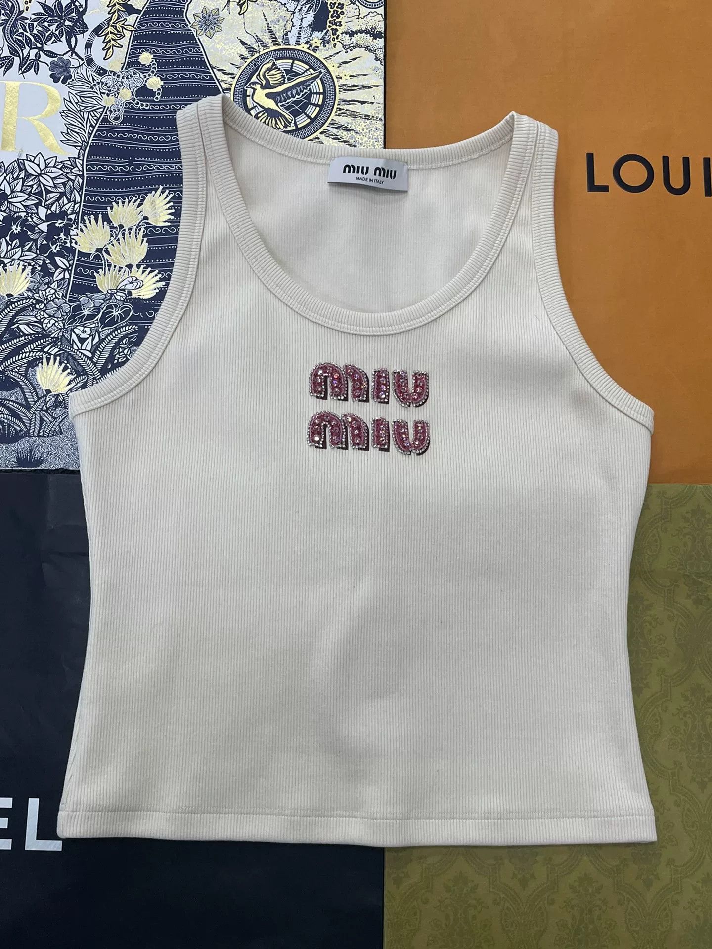 Miu Miu MiuMiu Beige Diamond Logo Knit Vest Size M / US 6-8 / IT 42-44 - 1 Thumbnail