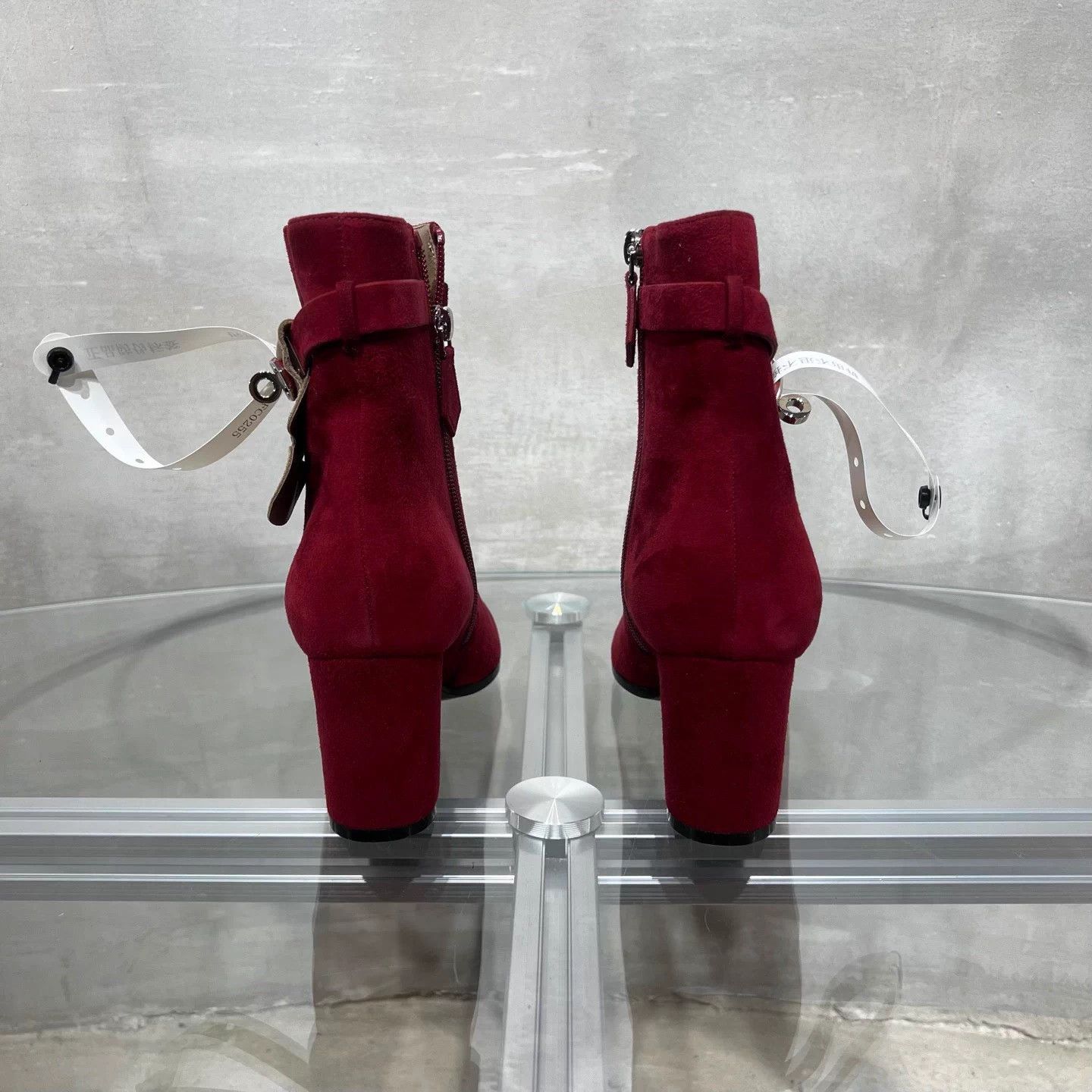 Hermes Hermes Wine Red Kelly Heel Short Boot Silver 37 Size US 6 / IT 36 - 6 Thumbnail