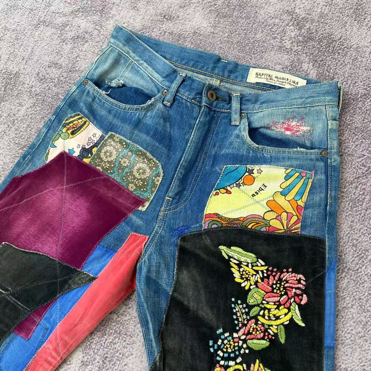 Kapital Kapital Psychadelic Okabilly Patchwork Denim Jeans Size US 32 / EU 48 - 4 Thumbnail