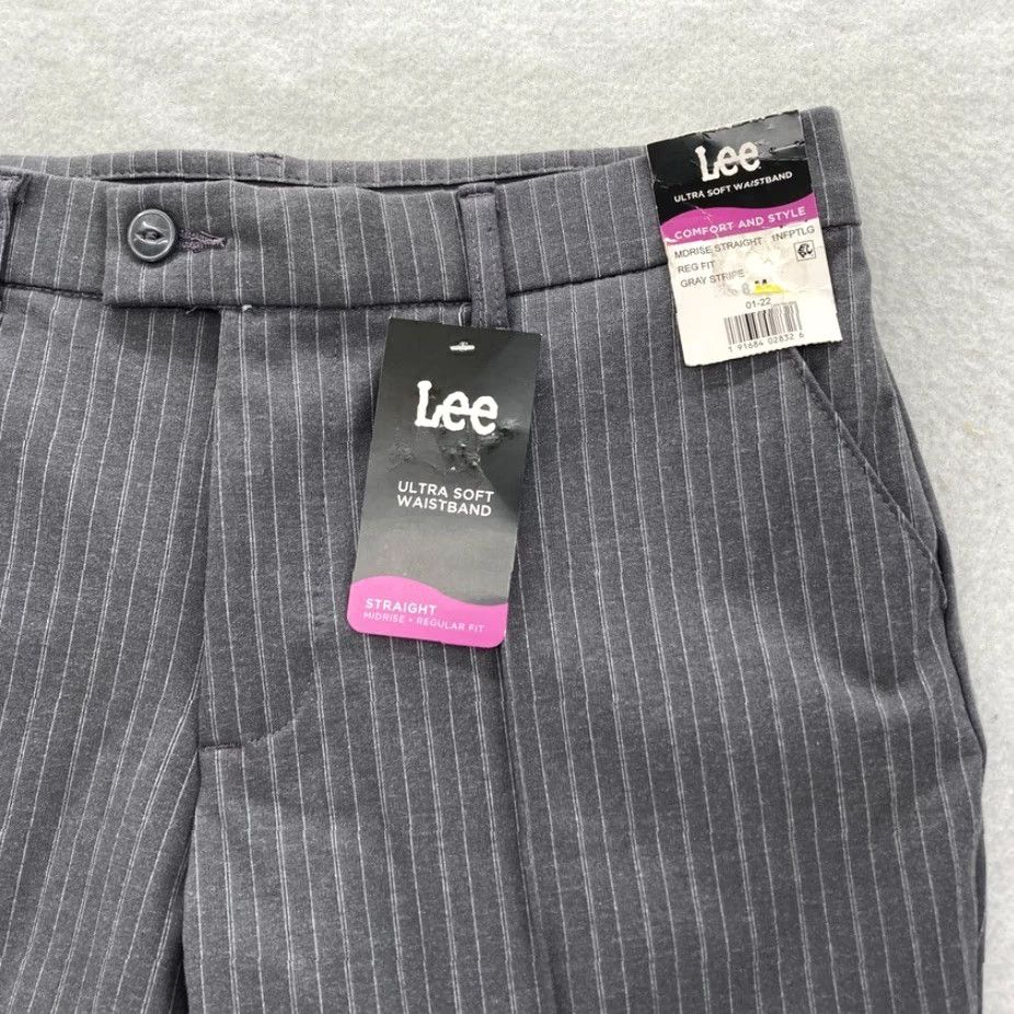 Lee Lee Pants Women's 8 Regular Fit Straight Gray Striped Stretch Mid Rise NWT Size 30" / US 8 / IT 44 - 3 Thumbnail