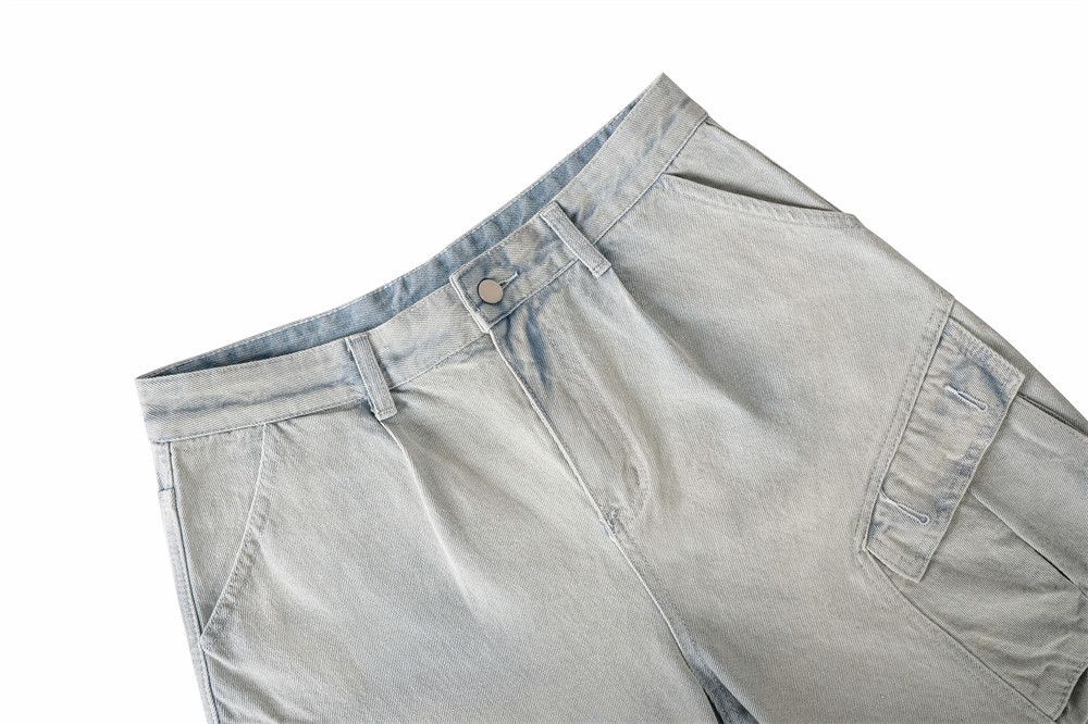 Jean Washed distressed men's workwear multi-pocket denim shorts Size US 32 / EU 48 - 3 Thumbnail