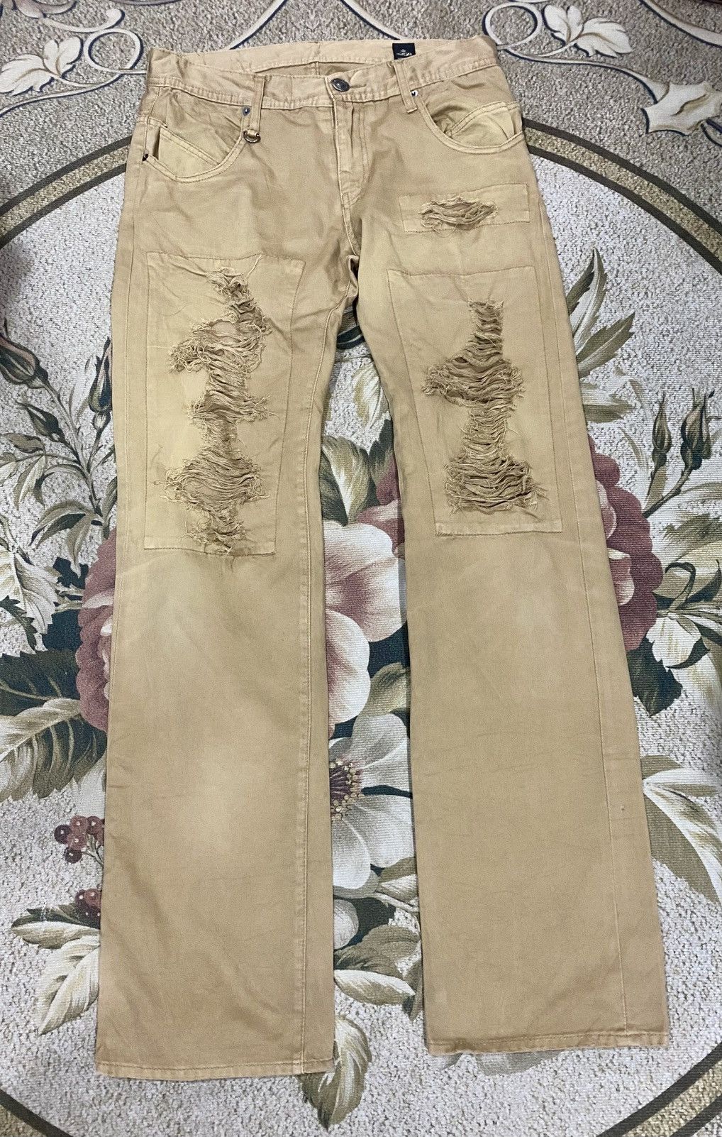 semantic design distressed pattern pants