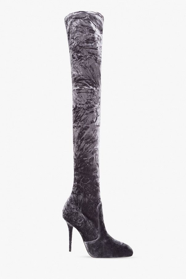 Saint Laurent Paris o1s1wg111024 Lucky Boots & Mules in Velvet in Grey Size US 6.5 / IT 36.5 - 1 Thumbnail