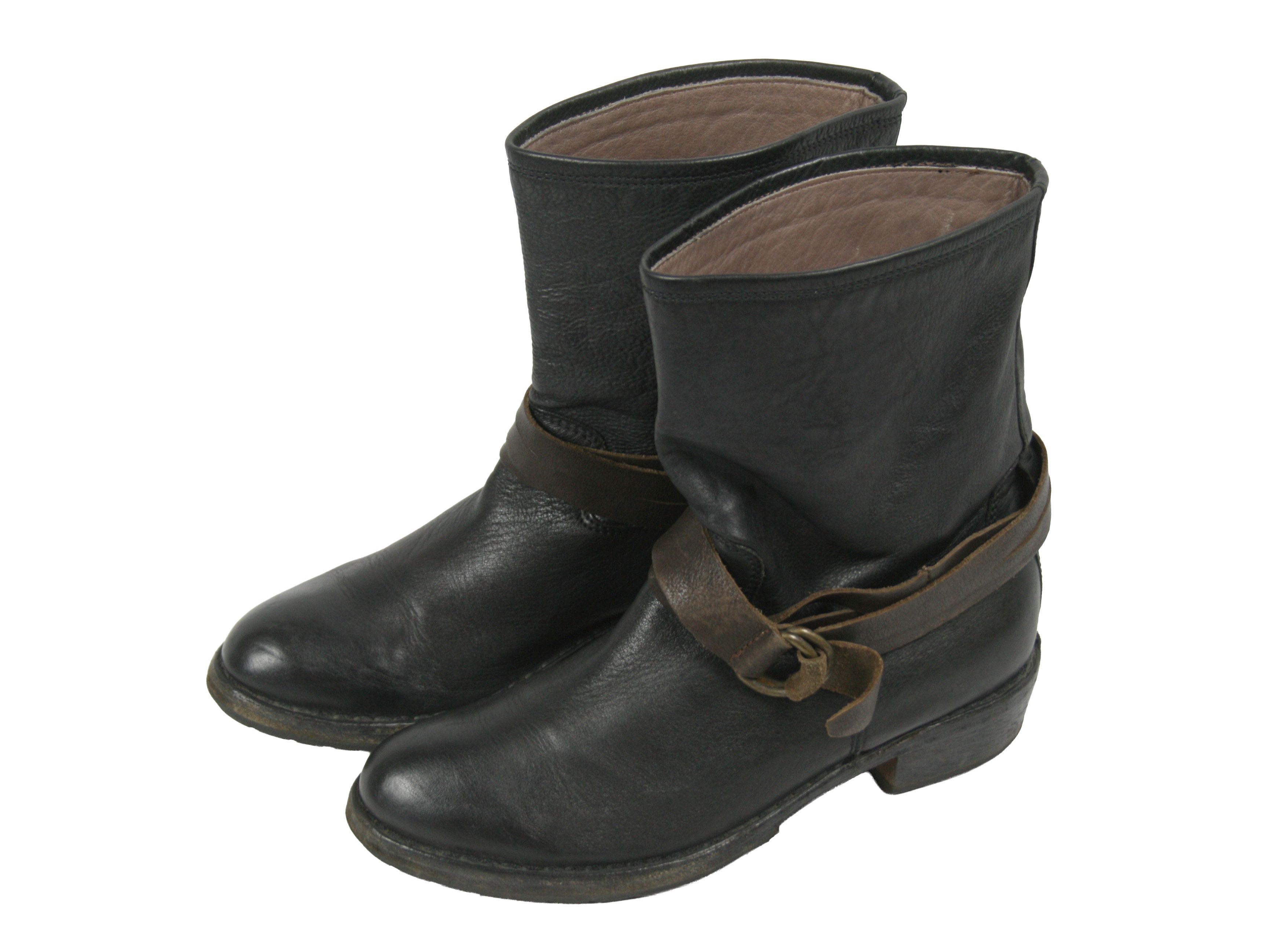 MoMA Avant Garde Biker Straps Leather Ankle Boots Size US 8 / IT 38 - 3 Thumbnail