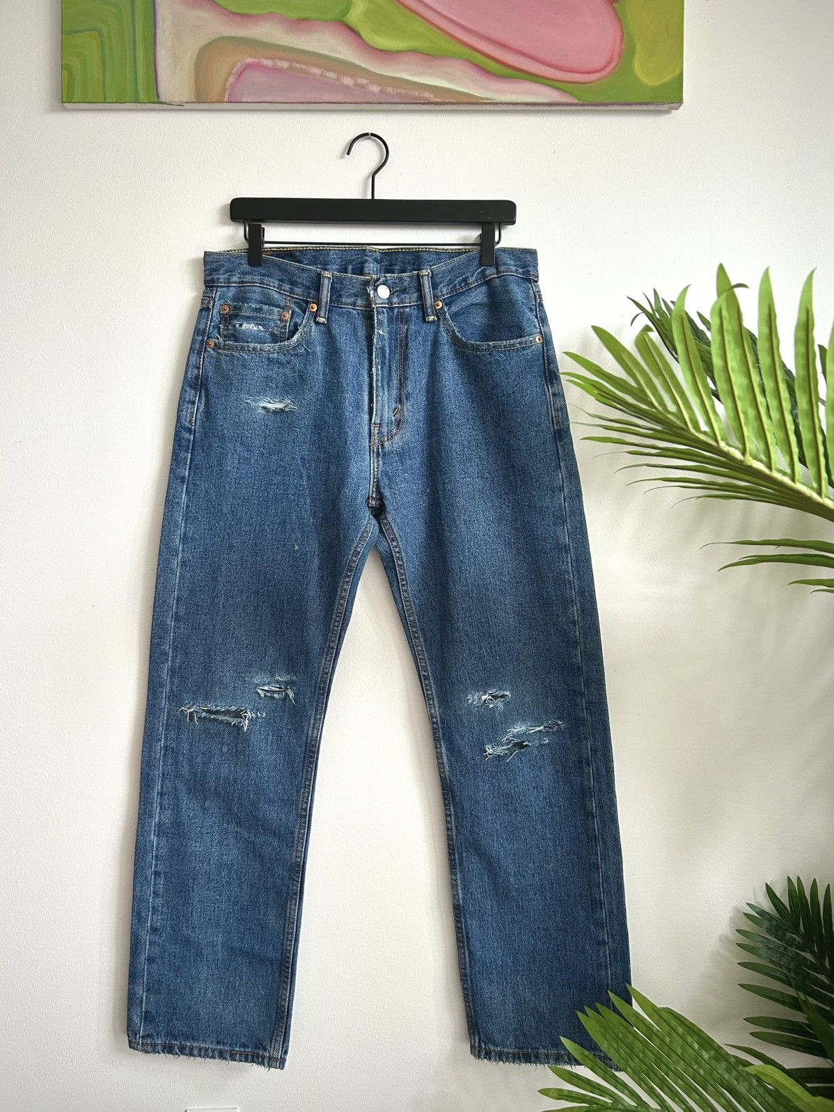 Levi's Y2K Levi’s Distressed 505 Medium Wash Jeans Size US 32 / EU 48 - 1 Thumbnail