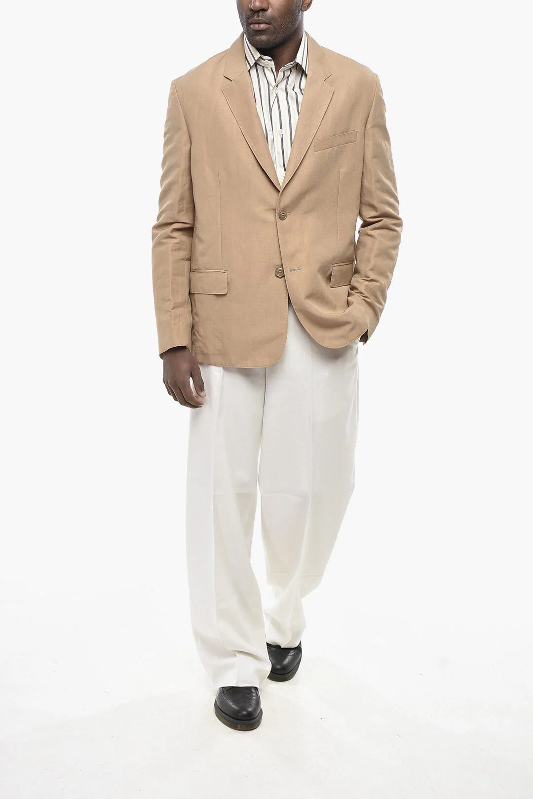 Givenchy og1mm0326 Unlined Linen and Silk Blazer in Beige Size US S / EU 44-46 / 1 - 4 Thumbnail