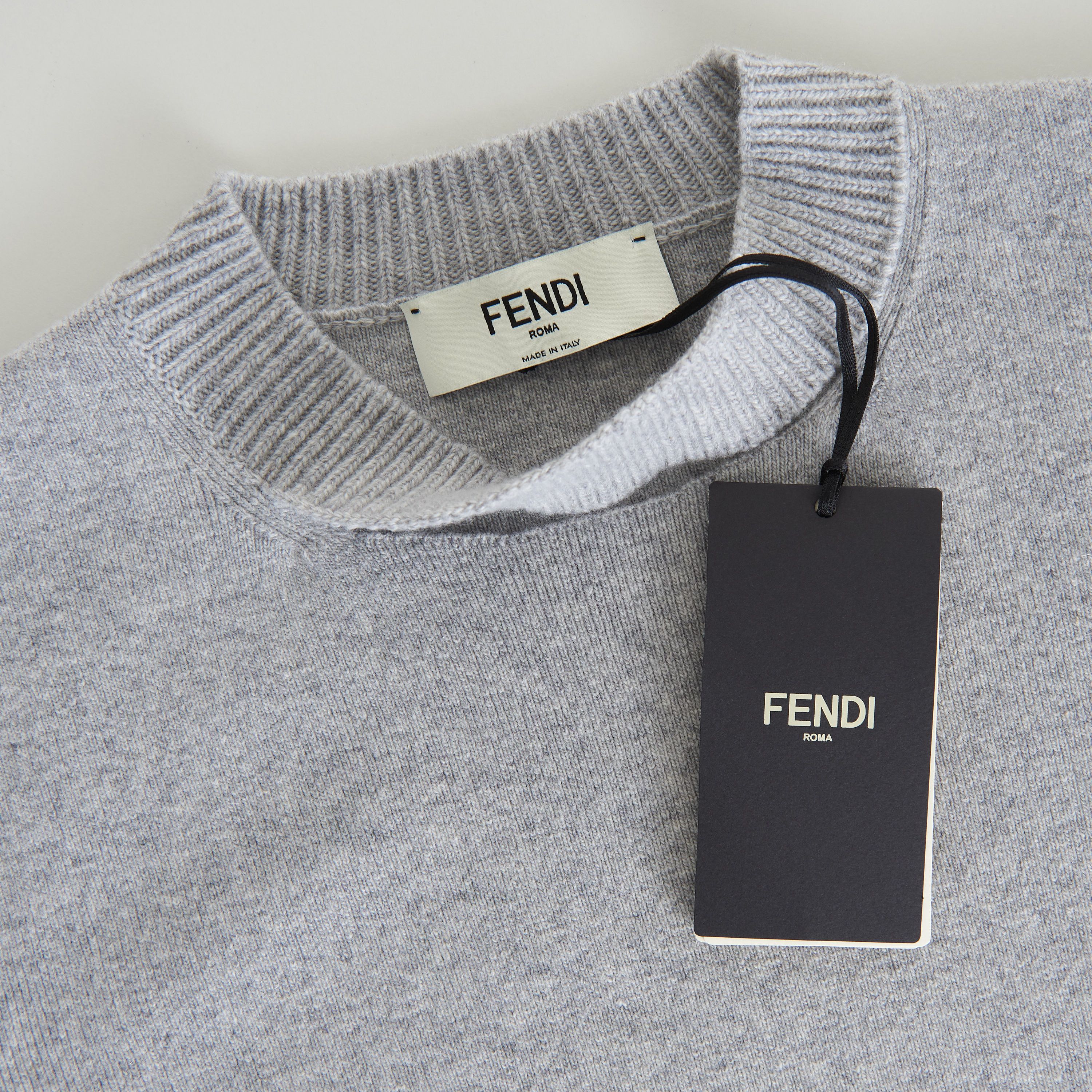 Fendi Grey Cashmere & Wool Sweater - Fendi Mirror Logo Motif Size M / US 6-8 / IT 42-44 - 10 Thumbnail