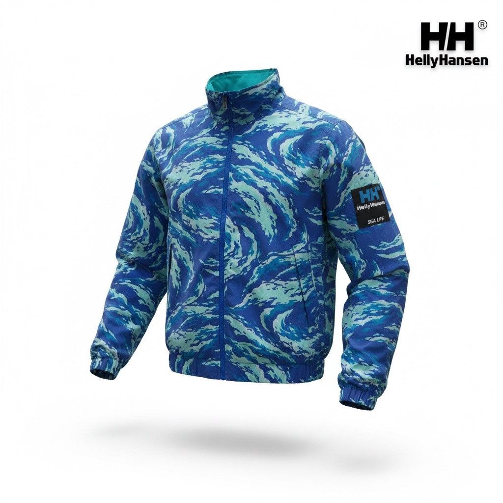 Helly Hansen 🔥Vintage 90's Helly Hansen Blue Flame Bomber Jacket Size US M / EU 48-50 / 2 - 1 Thumbnail