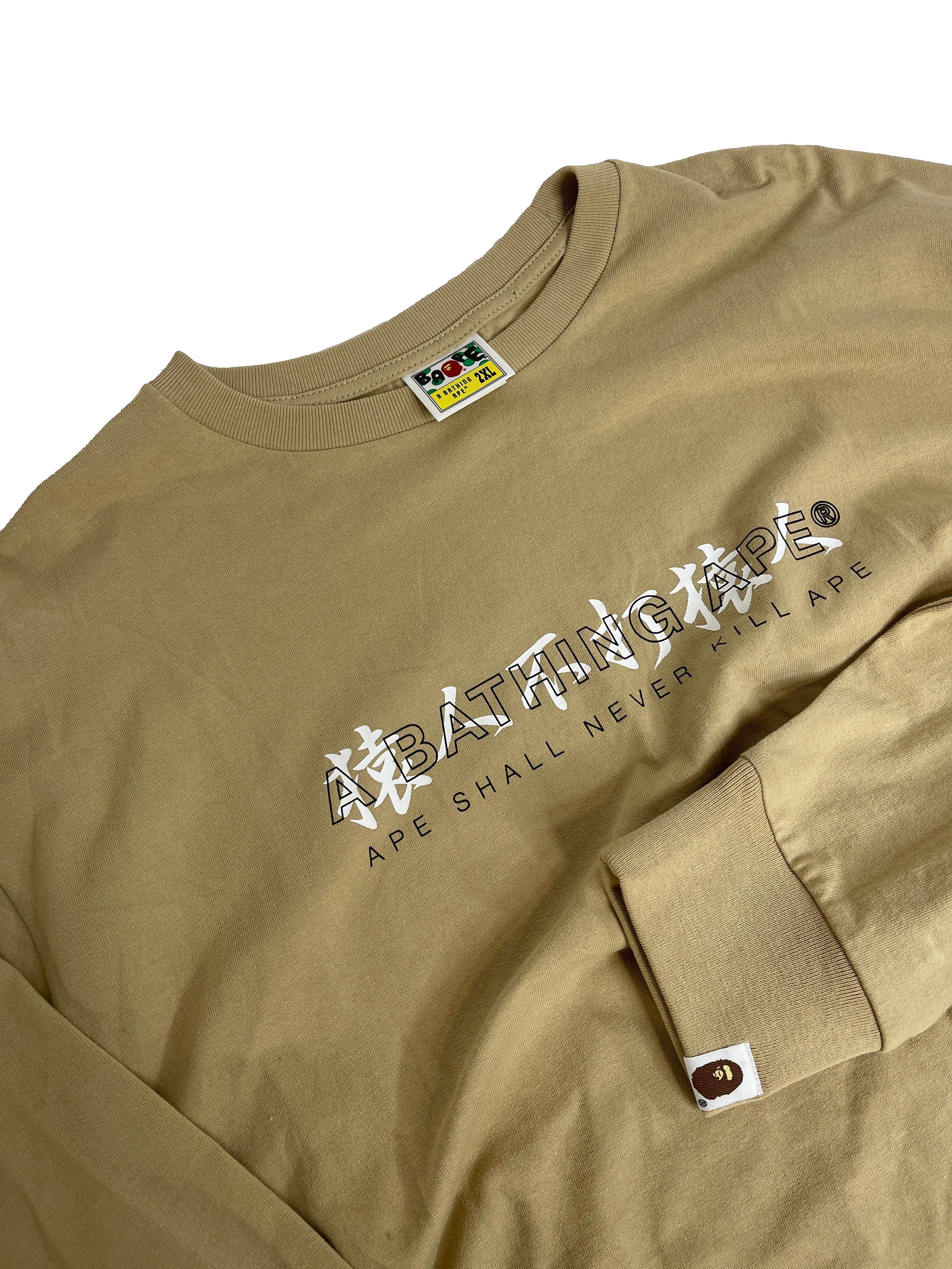 Bape BAPE Kanji Logo Asnka Long-Sleeve Tee Beige Size US XXL / EU 58 / 5 - 2 Thumbnail