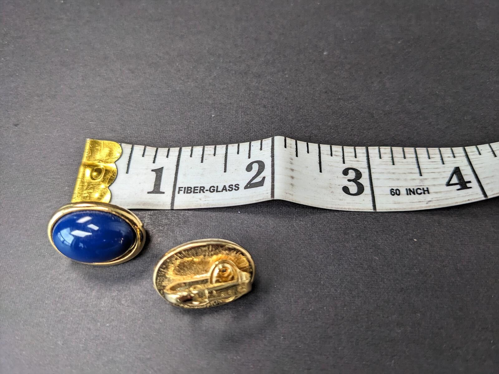 Other Trifari Women Clip-On Earrings 1960s USA Blue Golden Oval Size ONE SIZE - 5 Thumbnail
