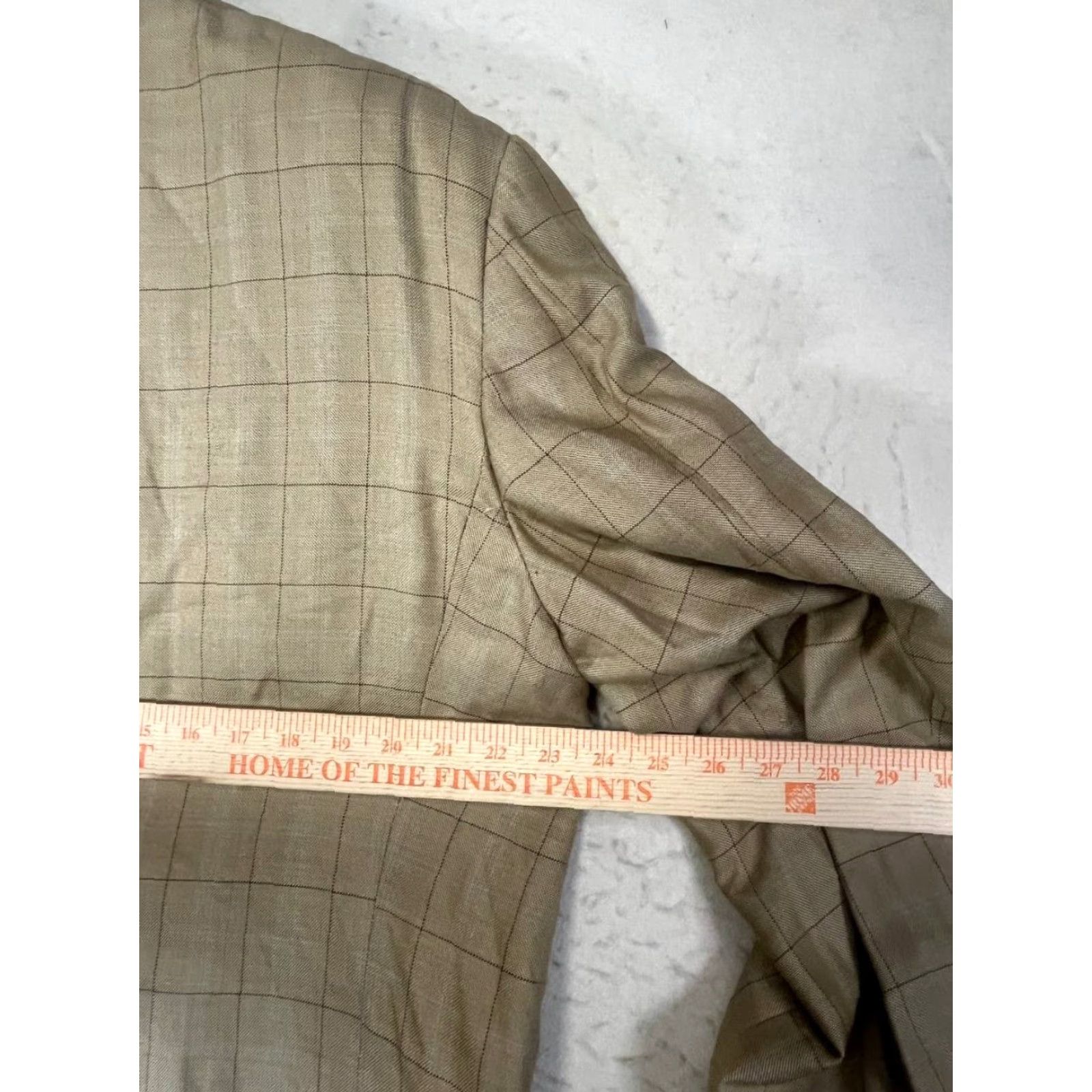 Vintage Hickey Freeman Sport Coat Blazer Men 46R Beige Plaid Wool Silk Two-Button Notch Lapel Regular Length Size 46R - 3 Thumbnail