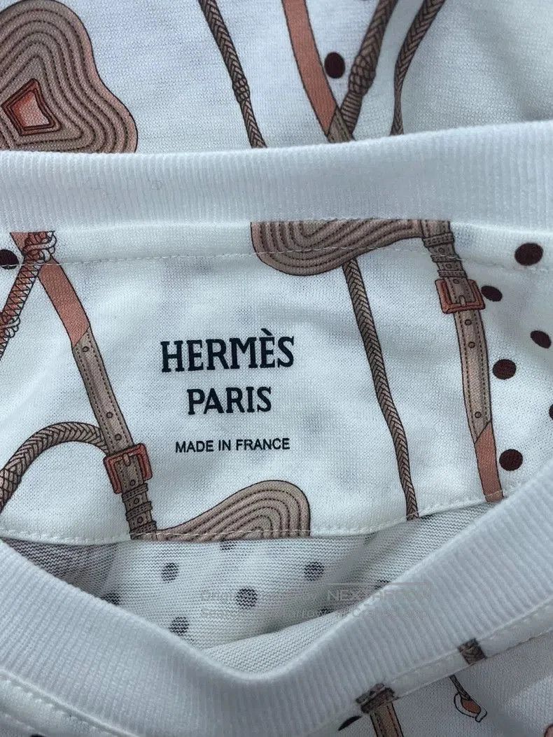 Hermes Hermes White Printed Short Sleeve T-shirt. Size US M / EU 48-50 / 2 - 4 Thumbnail