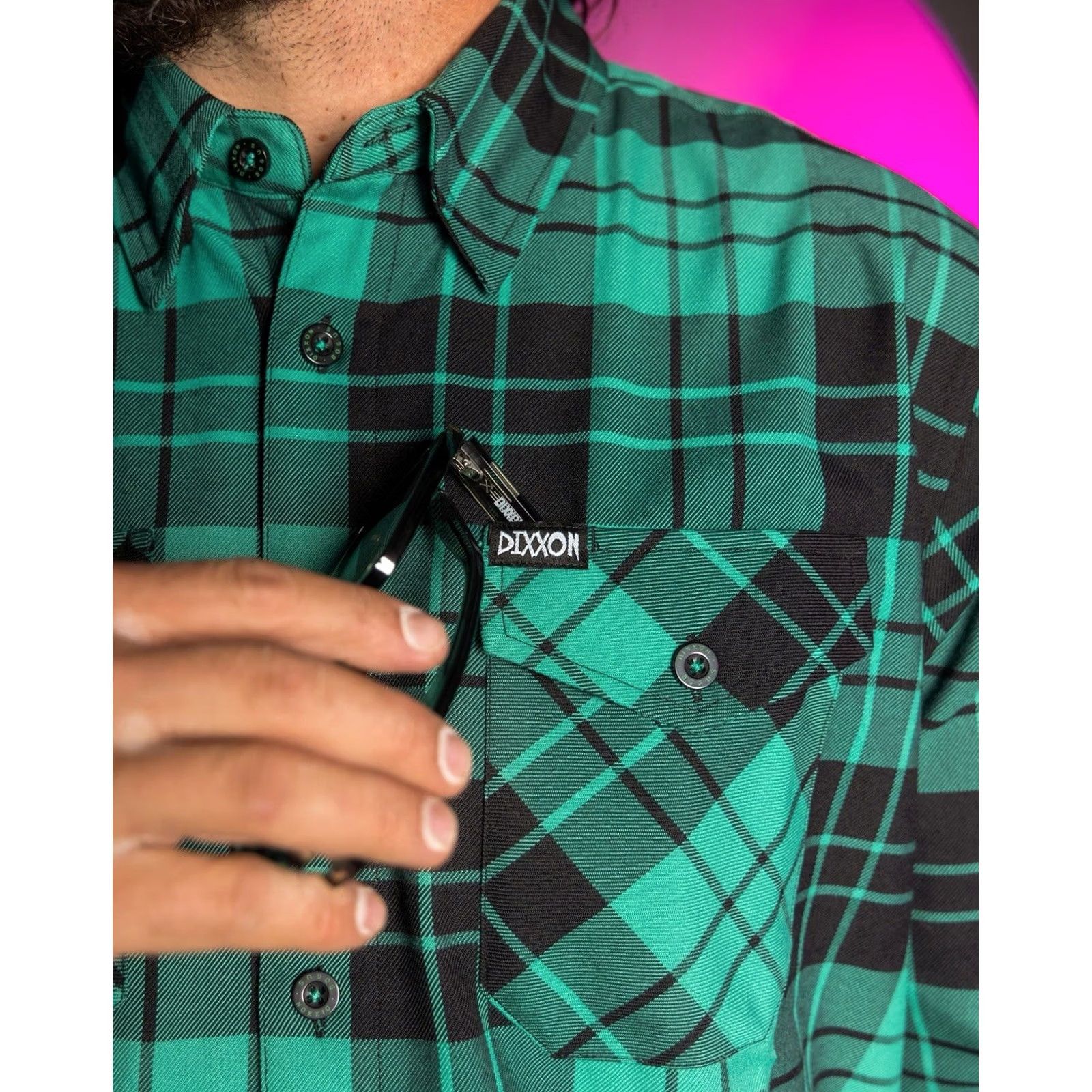 Vintage Dixxon Flannel The Bogus Flannel Shirt Men 2XL Green Black Plaid Button-Up Long Sleeve Modern Metal Theme Regular Collar Down Size US XXL / EU 58 / 5 - 3 Thumbnail