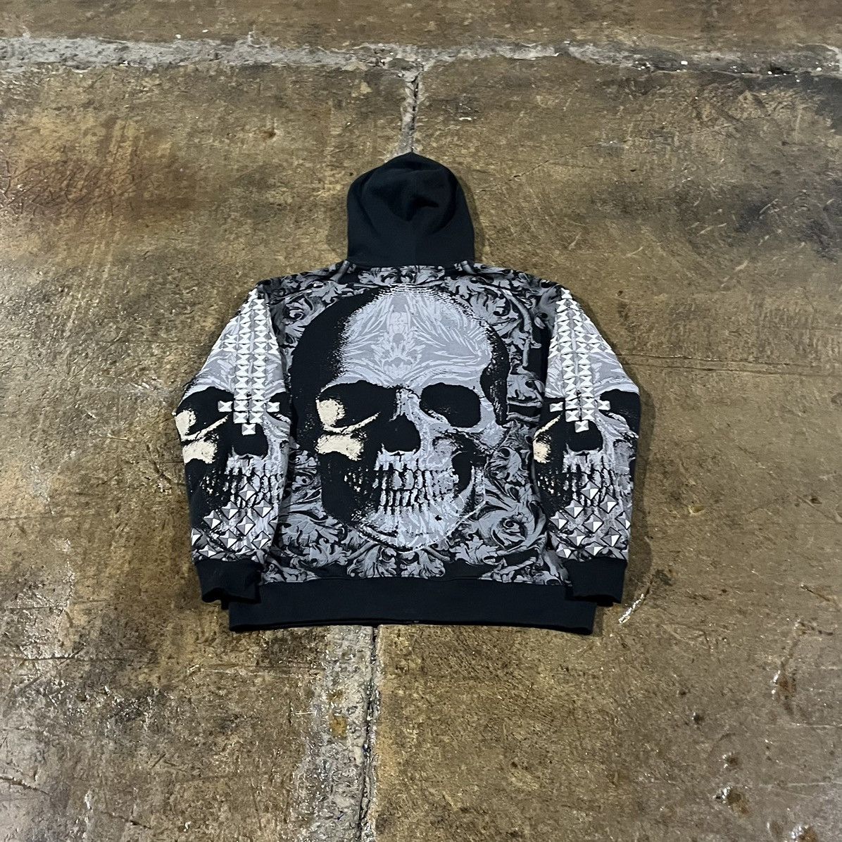 Affliction × Tapout × Vintage Crazy Y2K Affliction Style Zip-Up Hoodie Skull Grunge Skater Size US L / EU 52-54 / 3 - 2 Thumbnail