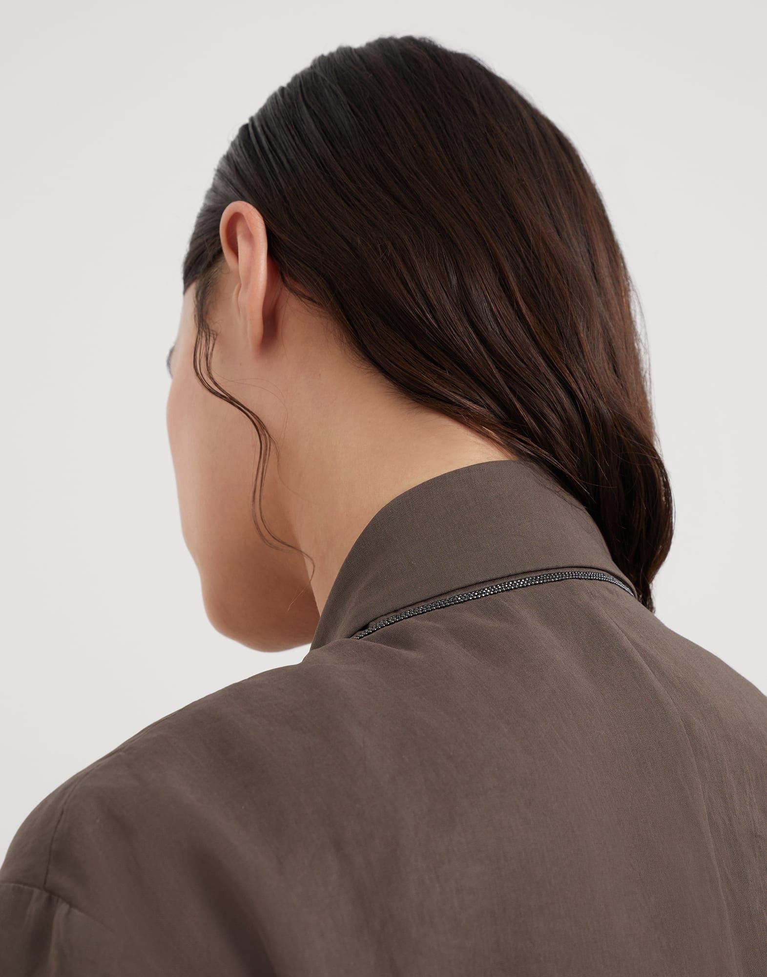 Brunello Cucinelli o1w1db10825 Woven Jacket Wool in Dark Brown Size L / US 10 / IT 46 - 3 Thumbnail