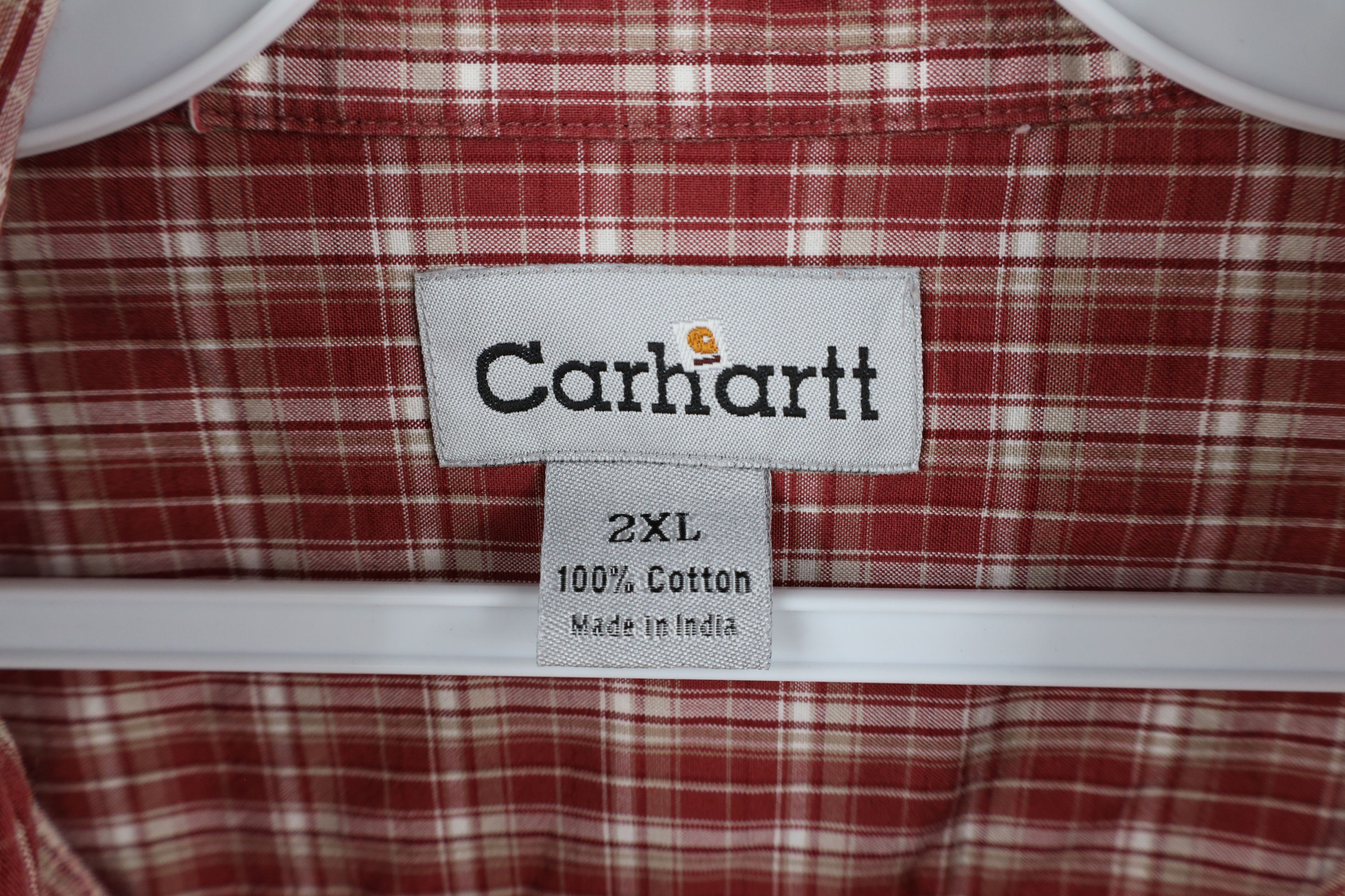 Carhartt × Vintage Vintage Carhartt Out Short Sleeve Button Down Shirt Red Size US XXL / EU 58 / 5 - 6 Thumbnail