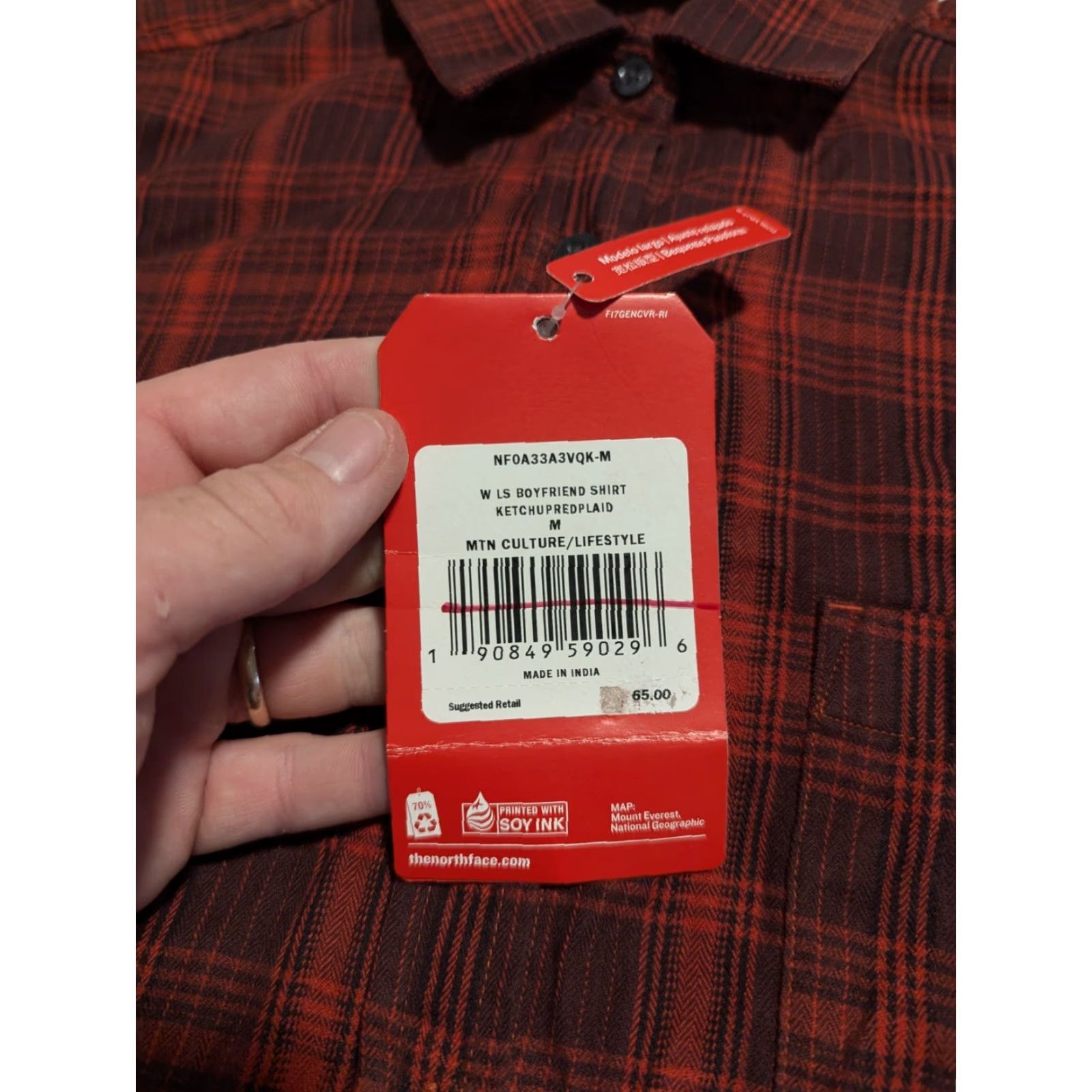 The North Face NWT The North Face The North Shirt Womens M Red Plaid Flannel Long Sleeve Button Up Boyfriend Shirt Mens Womens Size M / US 6-8 / IT 42-44 - 4 Thumbnail