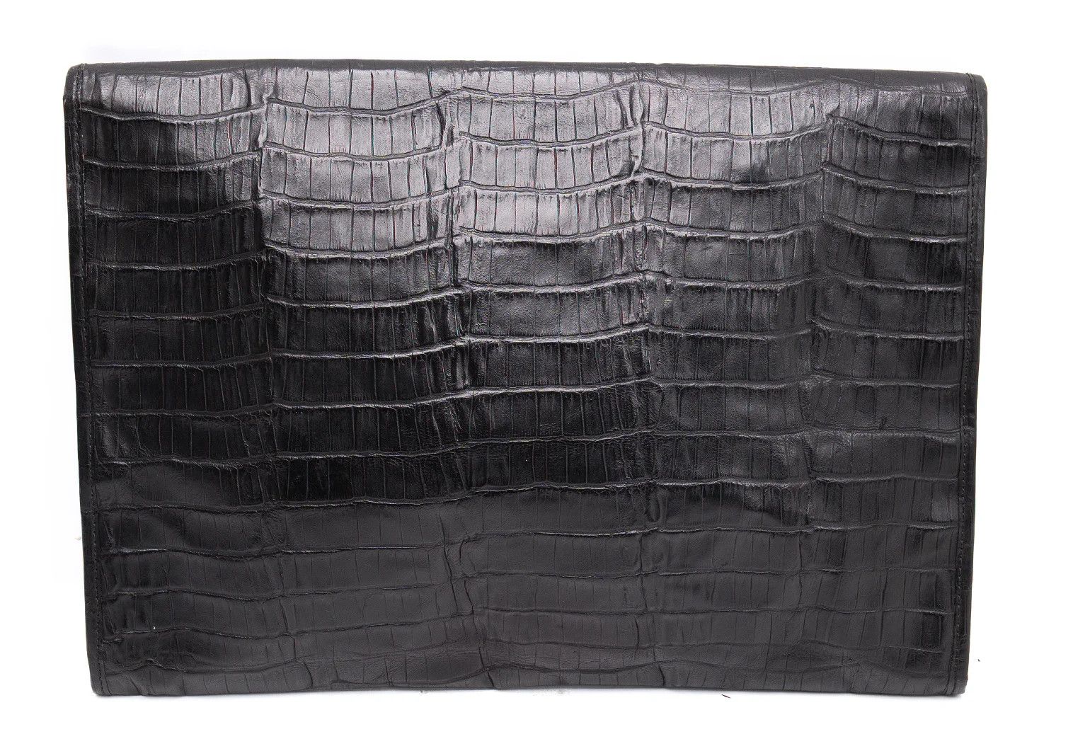 Armani Crocodile Embossed Leather Clutch Bag in Black Size ONE SIZE - 4 Thumbnail