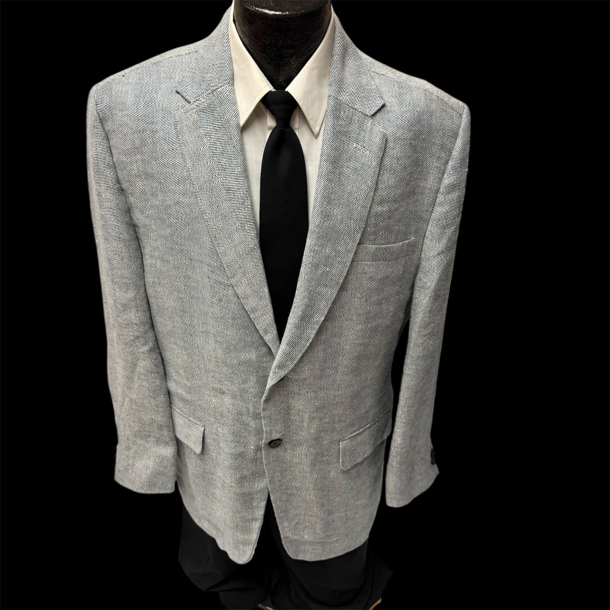 Studio Suits STEEL BLUE Sport Coat HERRINGBONE Silk Jacket