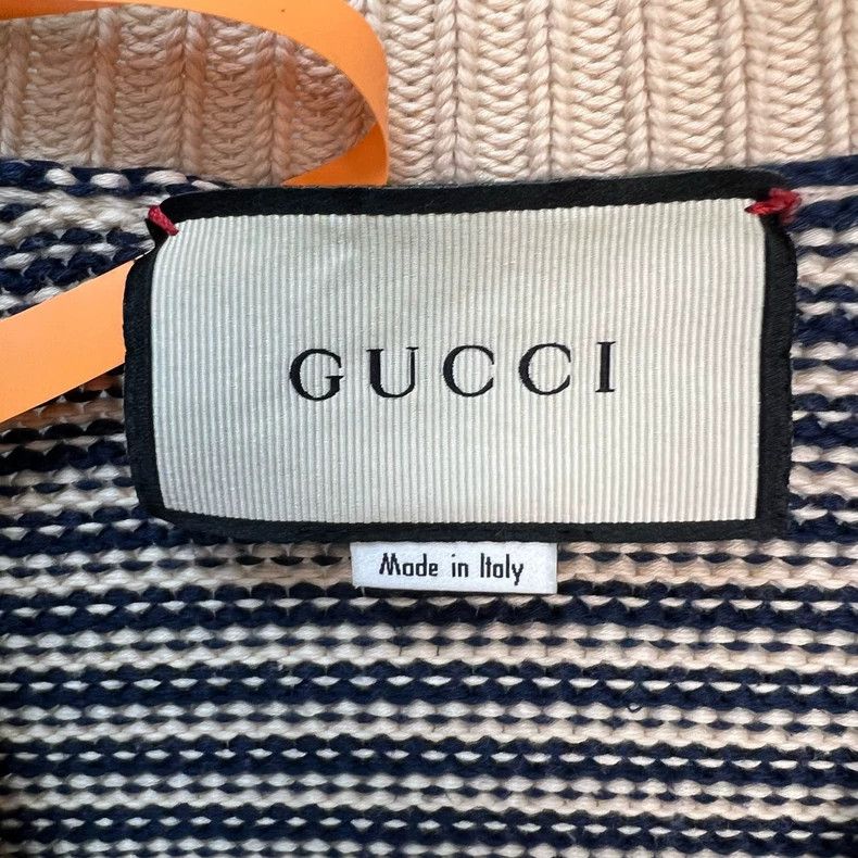 Gucci Gucci V-neck embroidered striped knitted coat Size L / US 10 / IT 46 - 4 Thumbnail