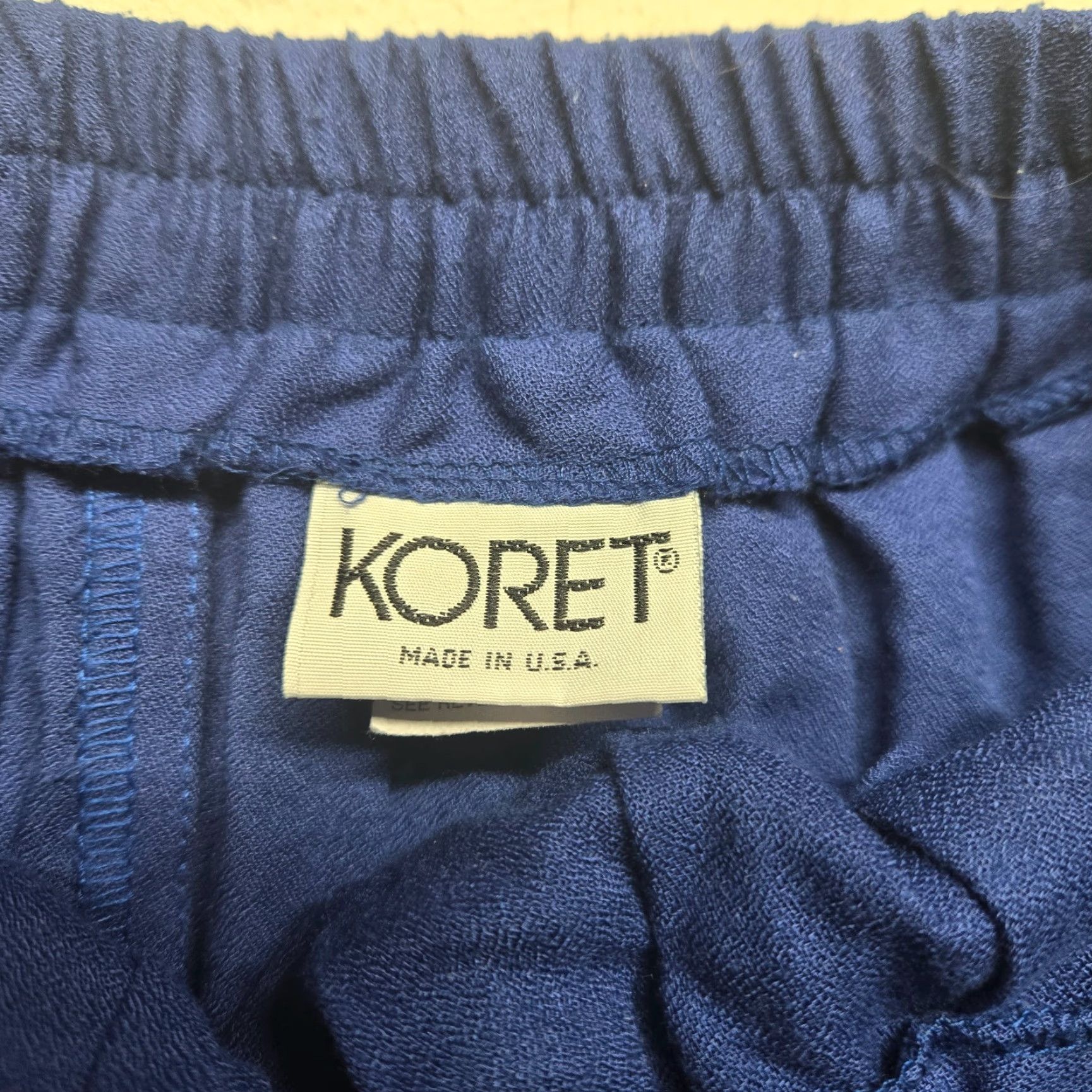 Vintage Vtg Koret Skirt | Wool Lined A-Line Midi Navy Blue Elastic Size 12 Womens Size 34" / US 12 / IT 48 - 2 Thumbnail